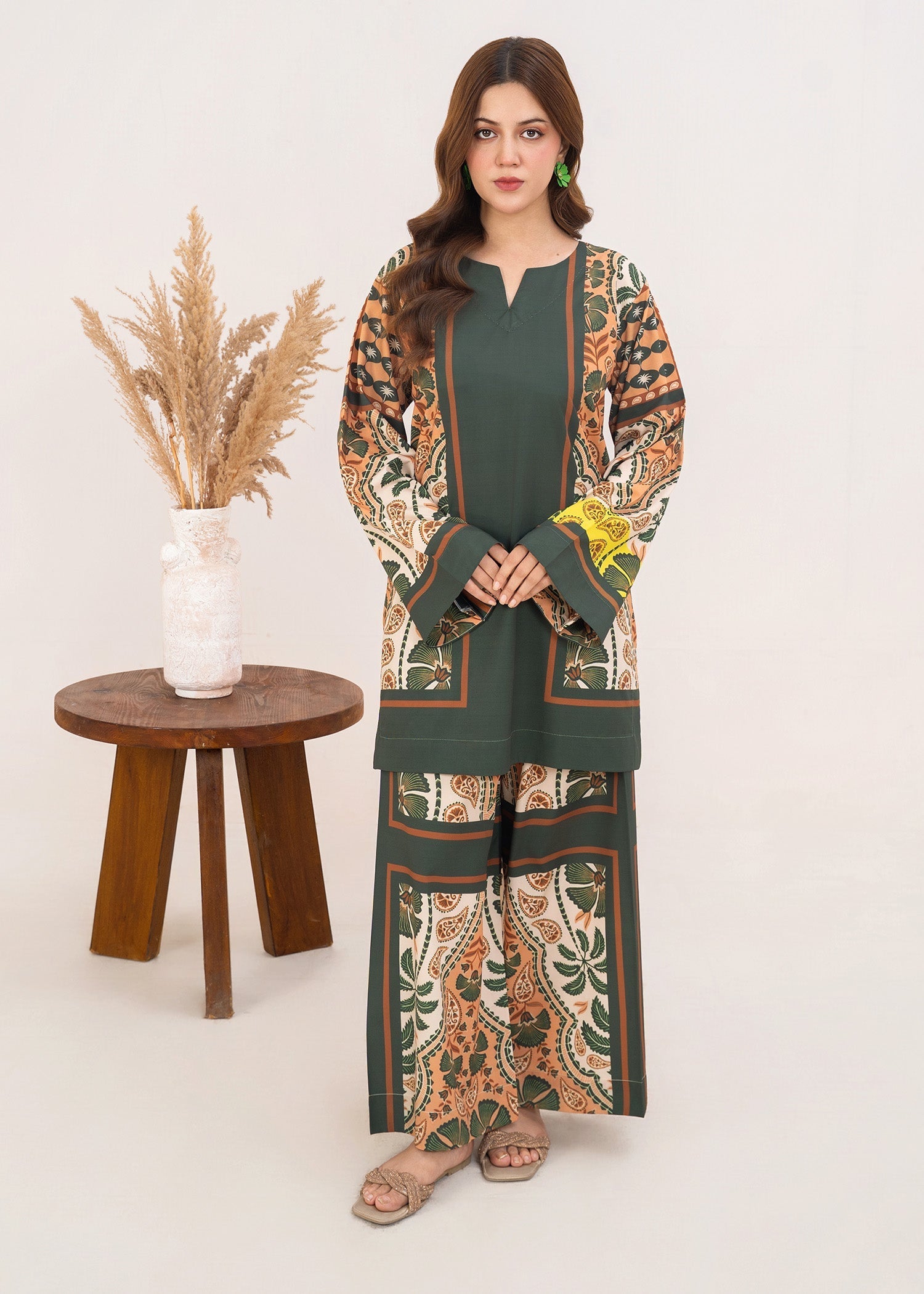 poly lawn Co Ord Sets in Dark green