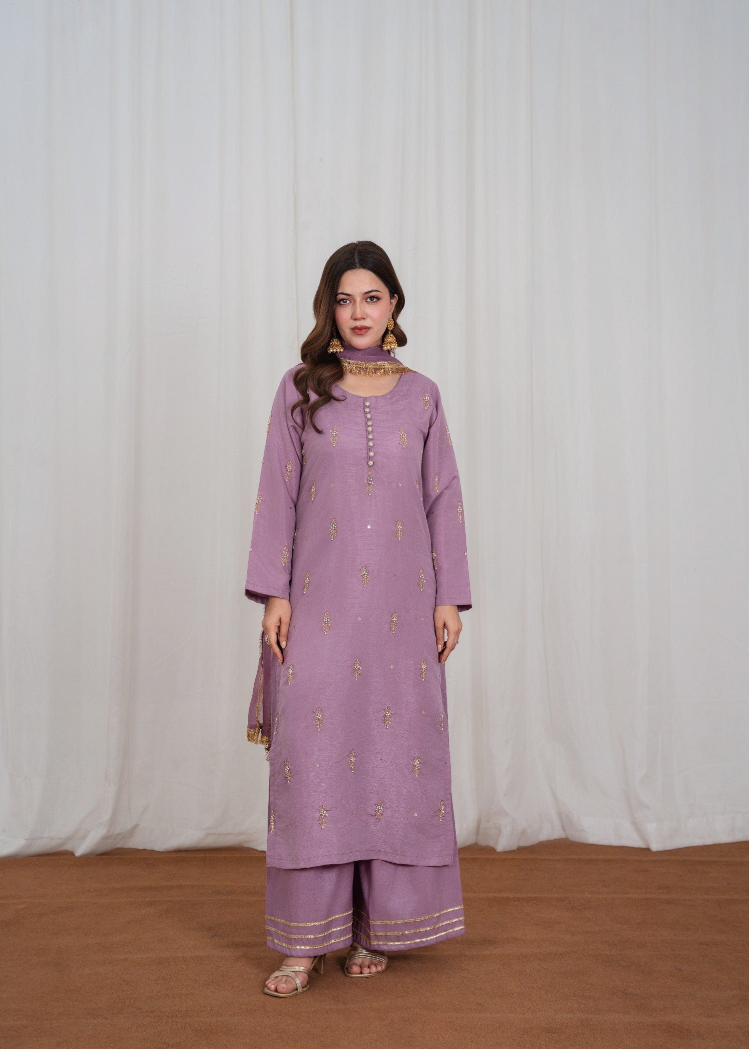 raw silk Kurta Set in Mauve pink