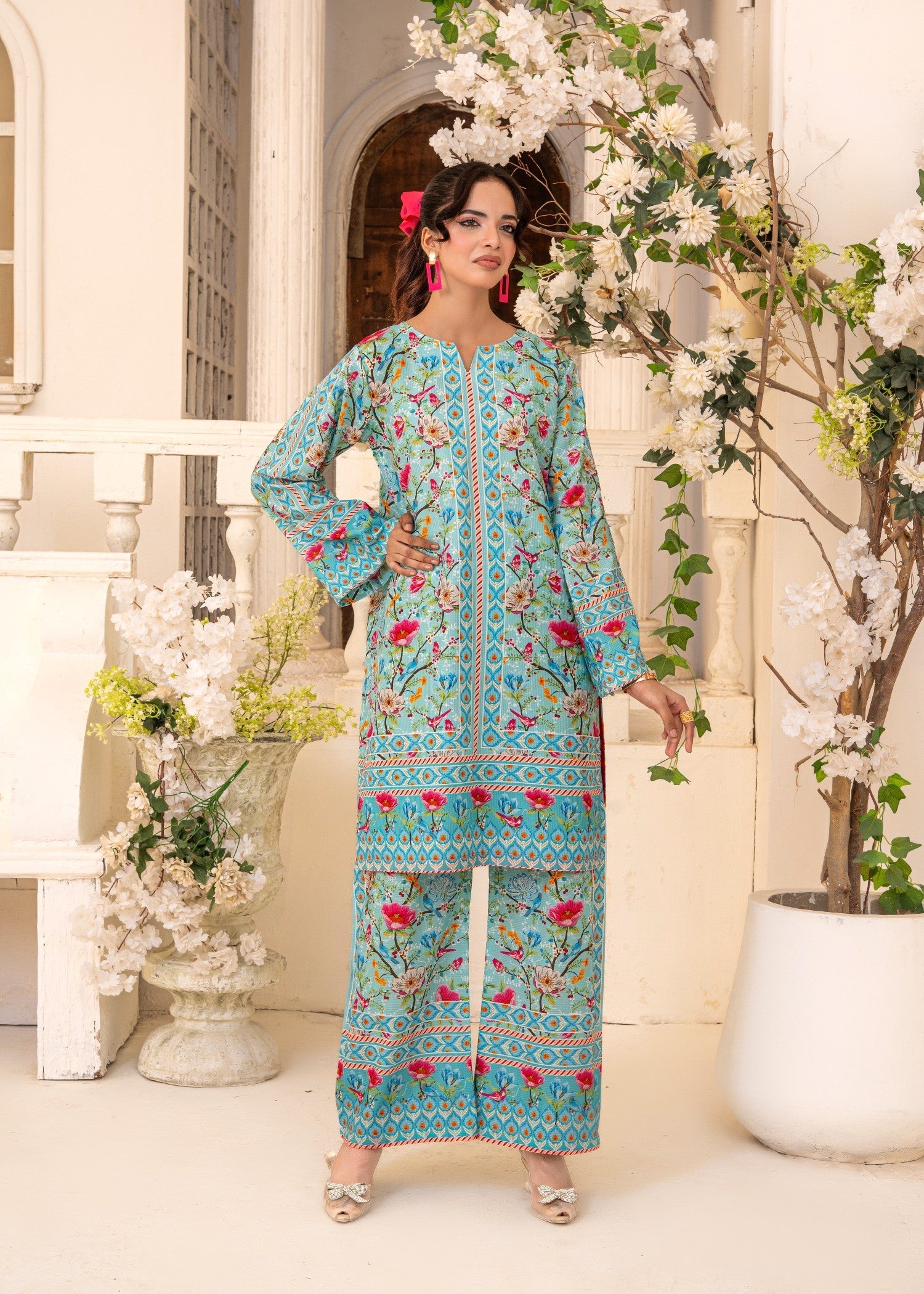 swiss lawn Co Ord Sets in Sky blue