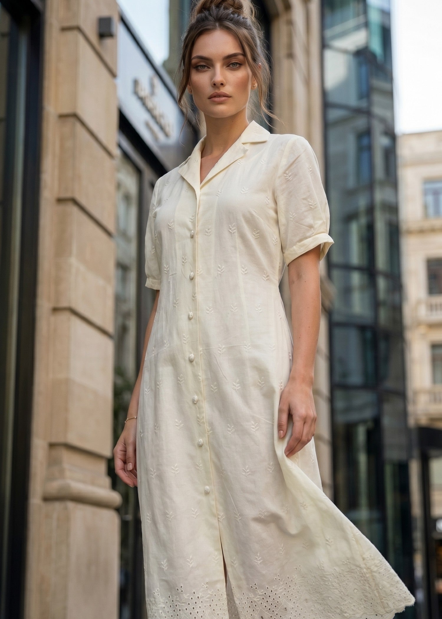 cotton Dress in Off-white