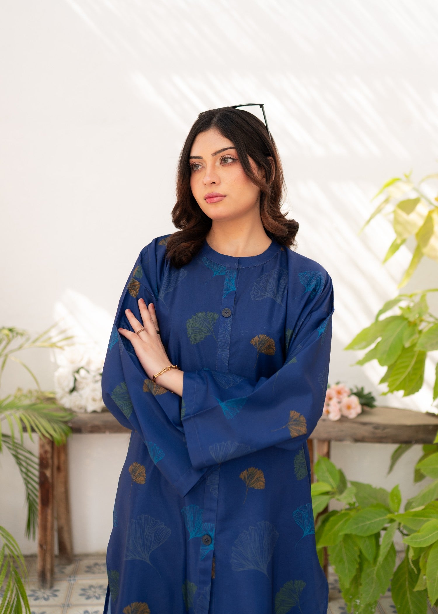 crepe polyester Co Ord Sets in Navy blue
