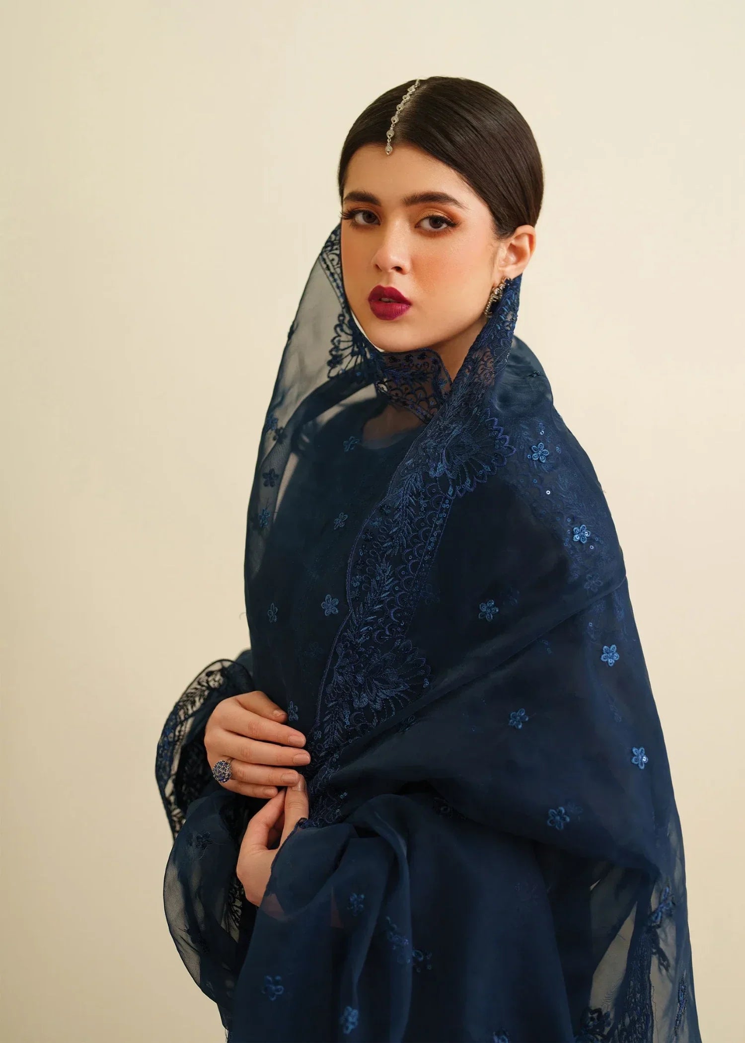 organza Kurta Set in Cobalt blue