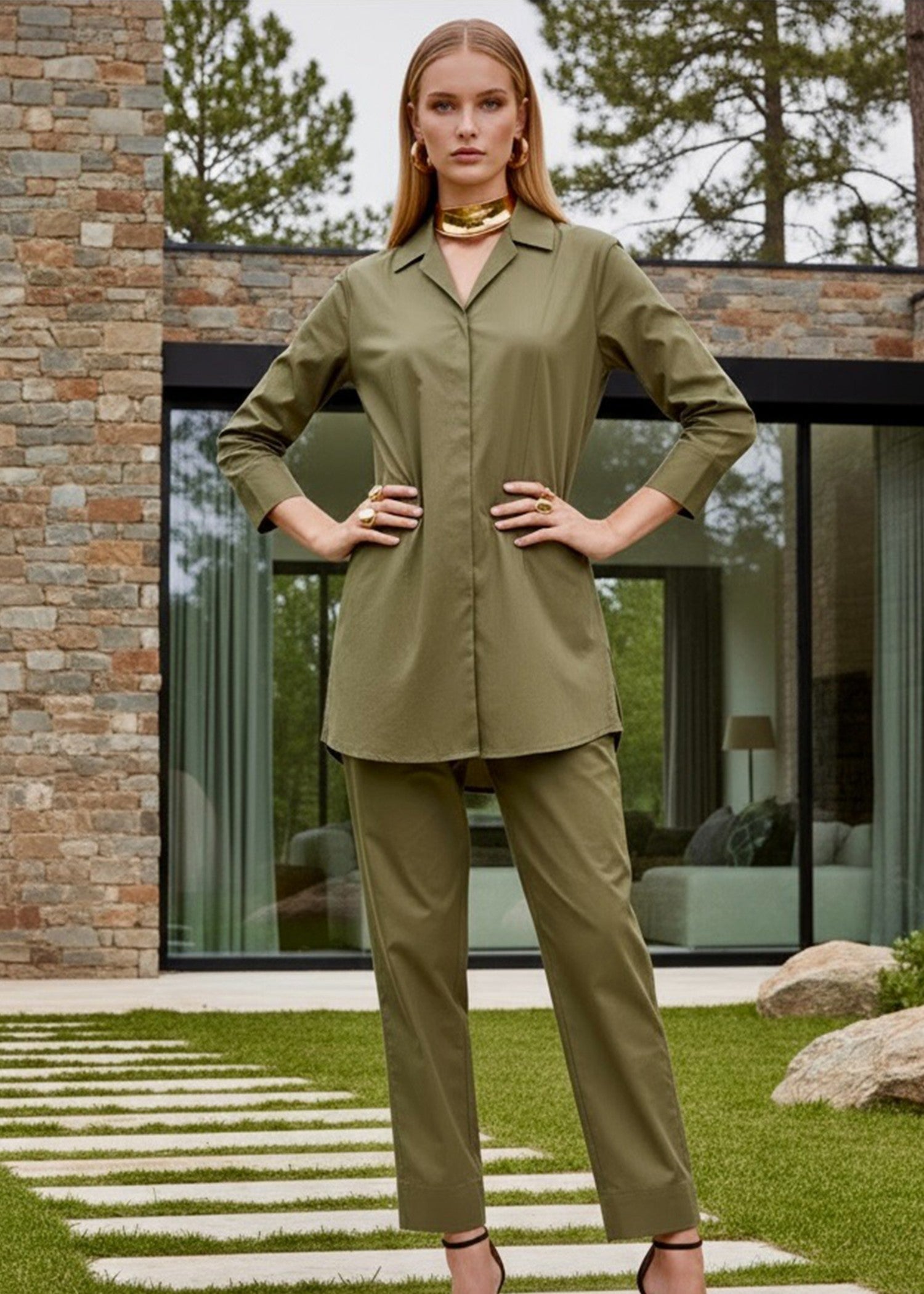 cambric Co ord Sets in Olive green