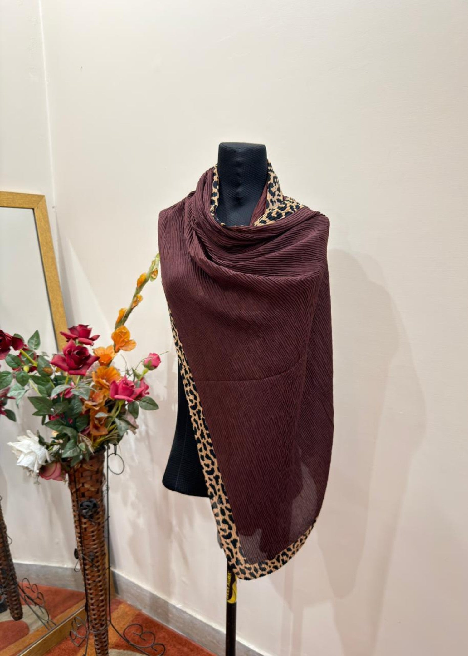 textured lawn Hijab in Chocolate brown