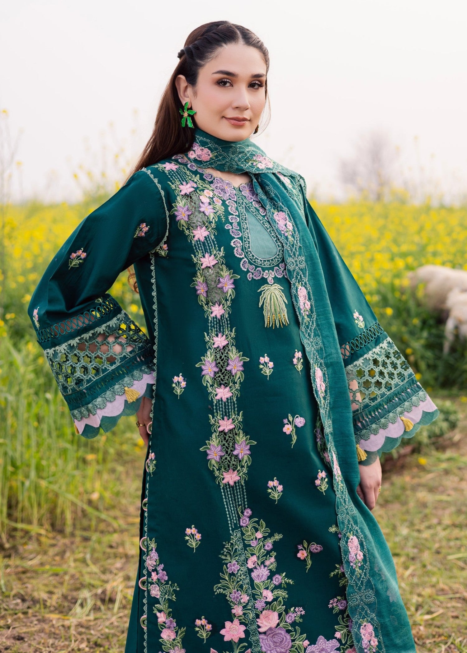 lawn Unstitched in Jade green