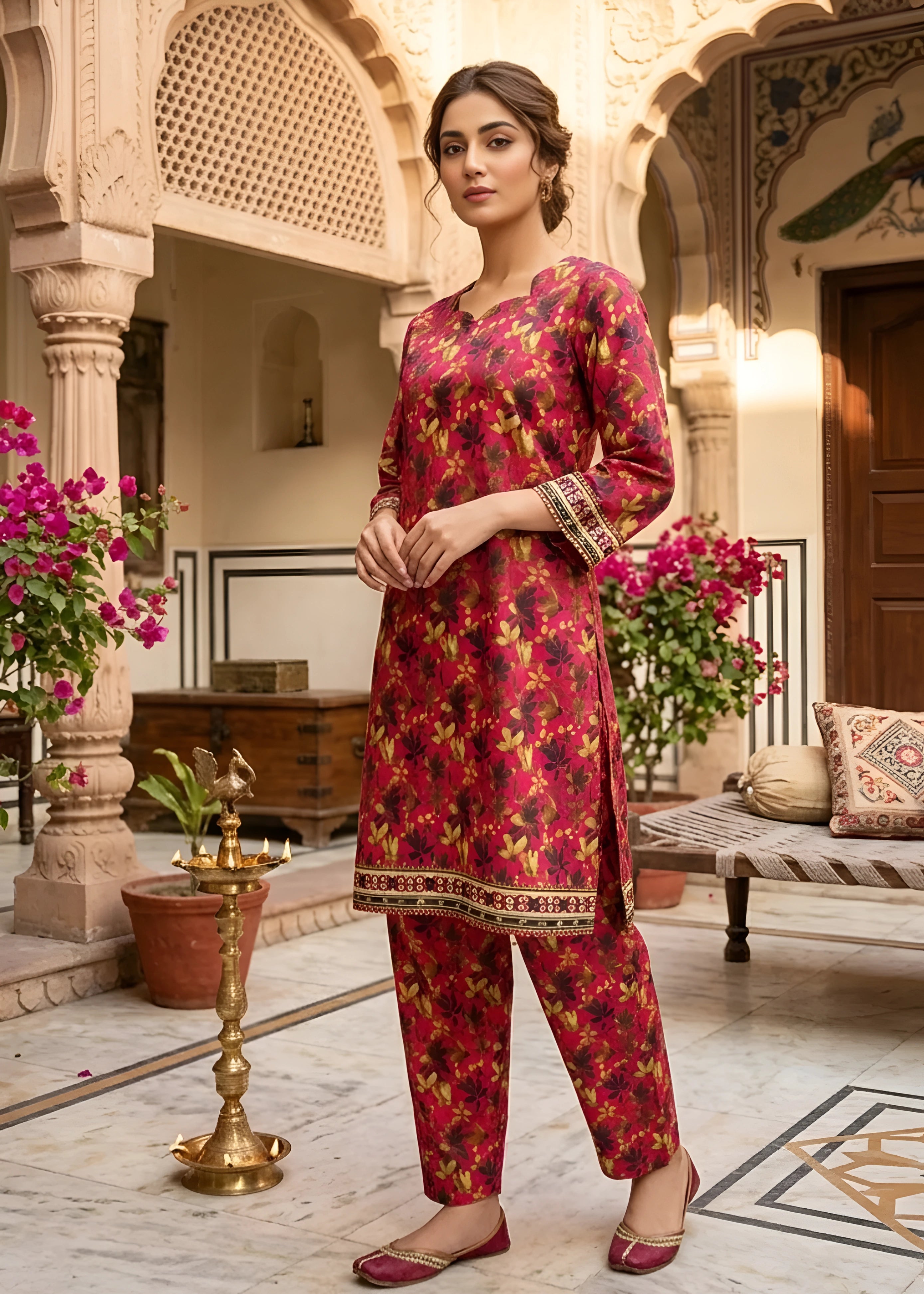 lawn Co Ord Sets in Tomato red