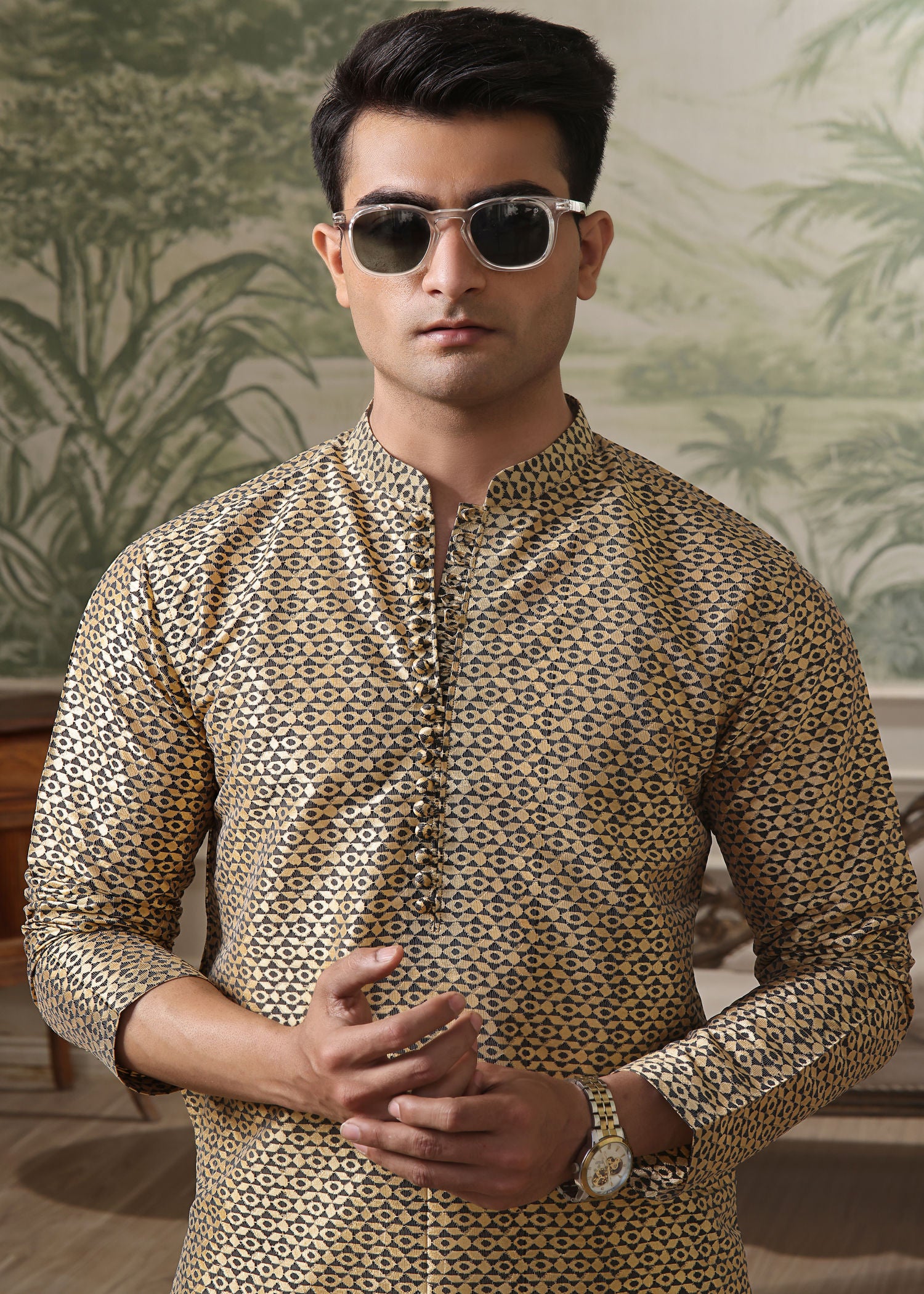 banarsi silk Kurta in Gold