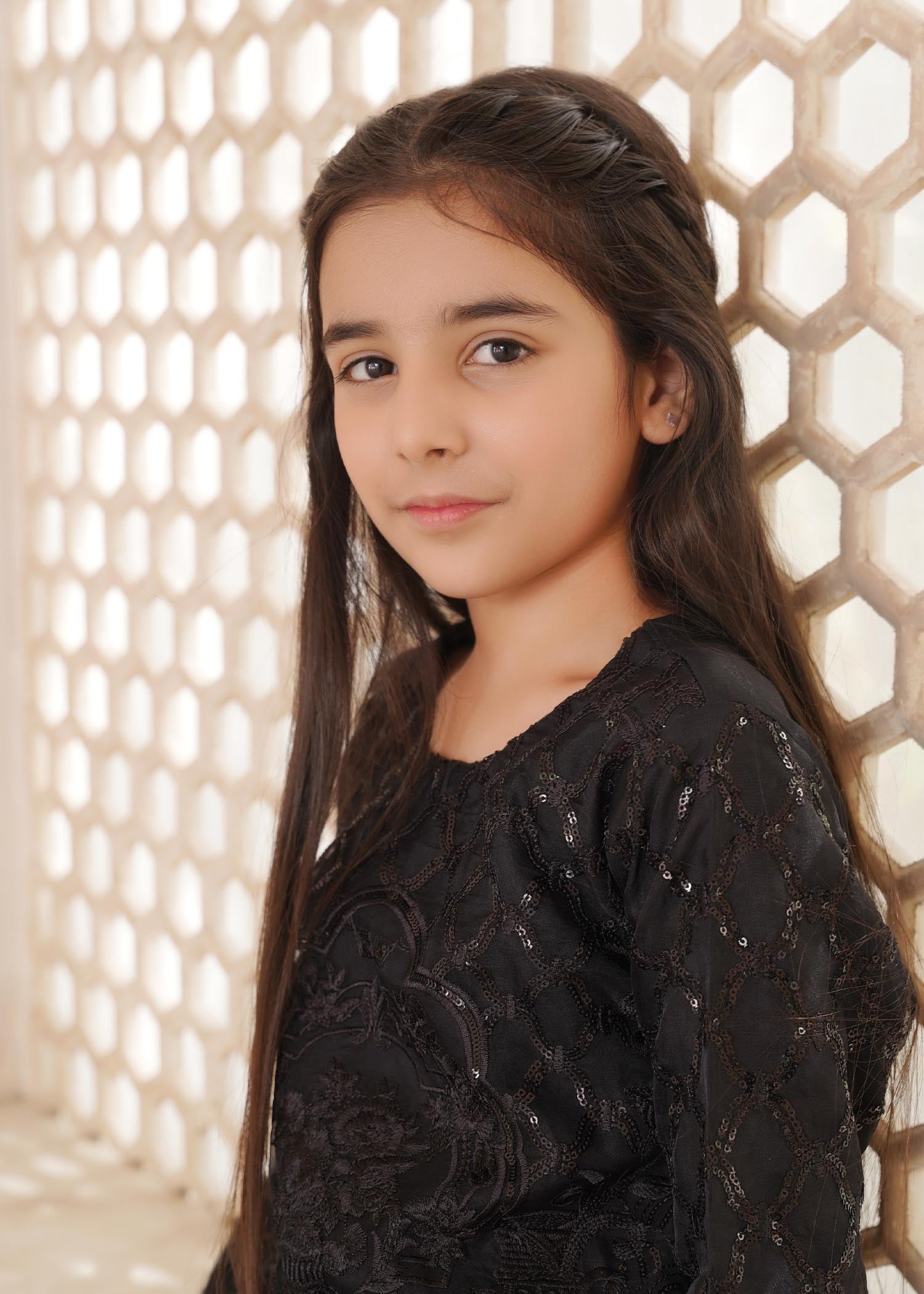organza Kurta Set in Jet black