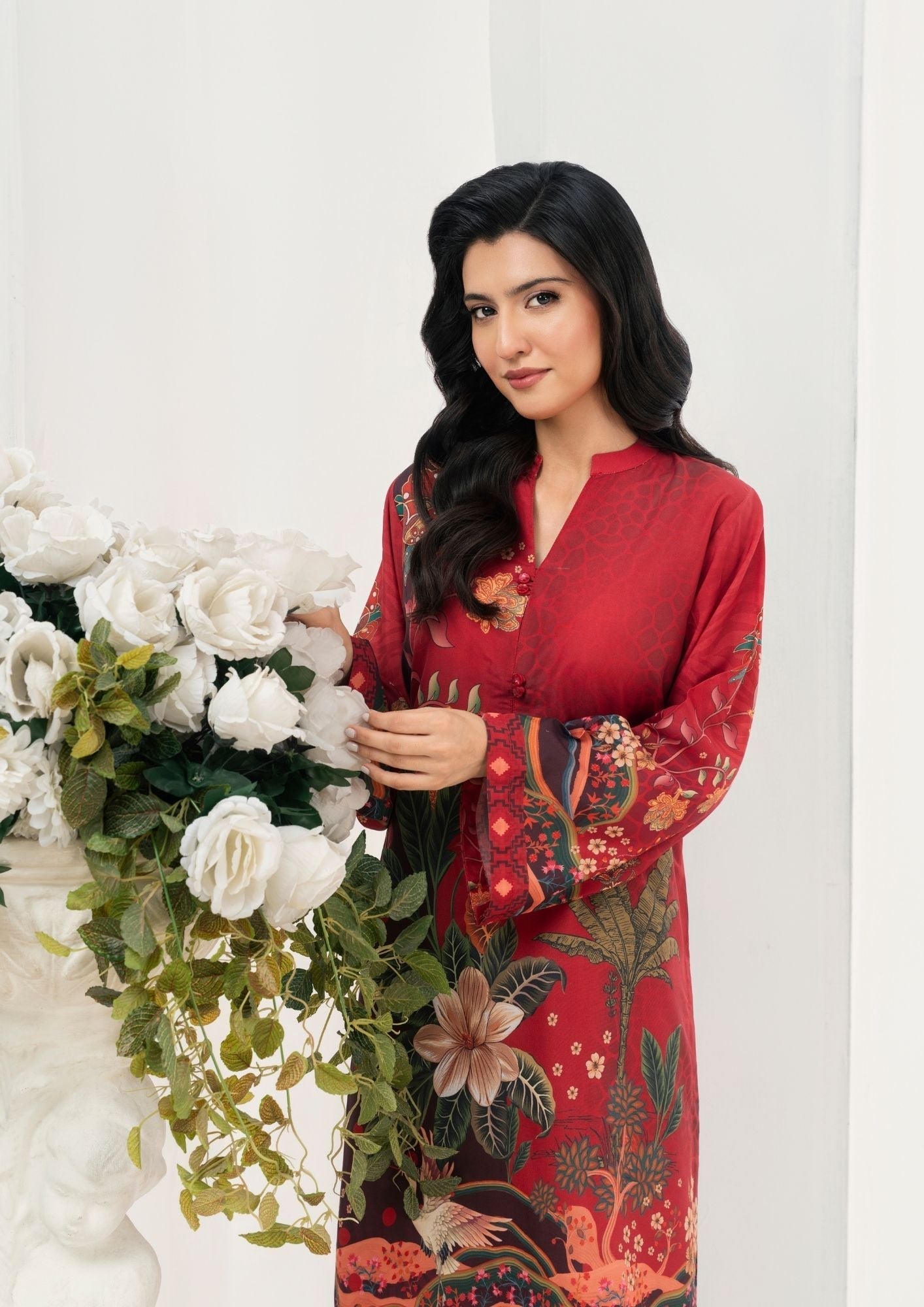 swiss cotton Kurta Set in Maroon