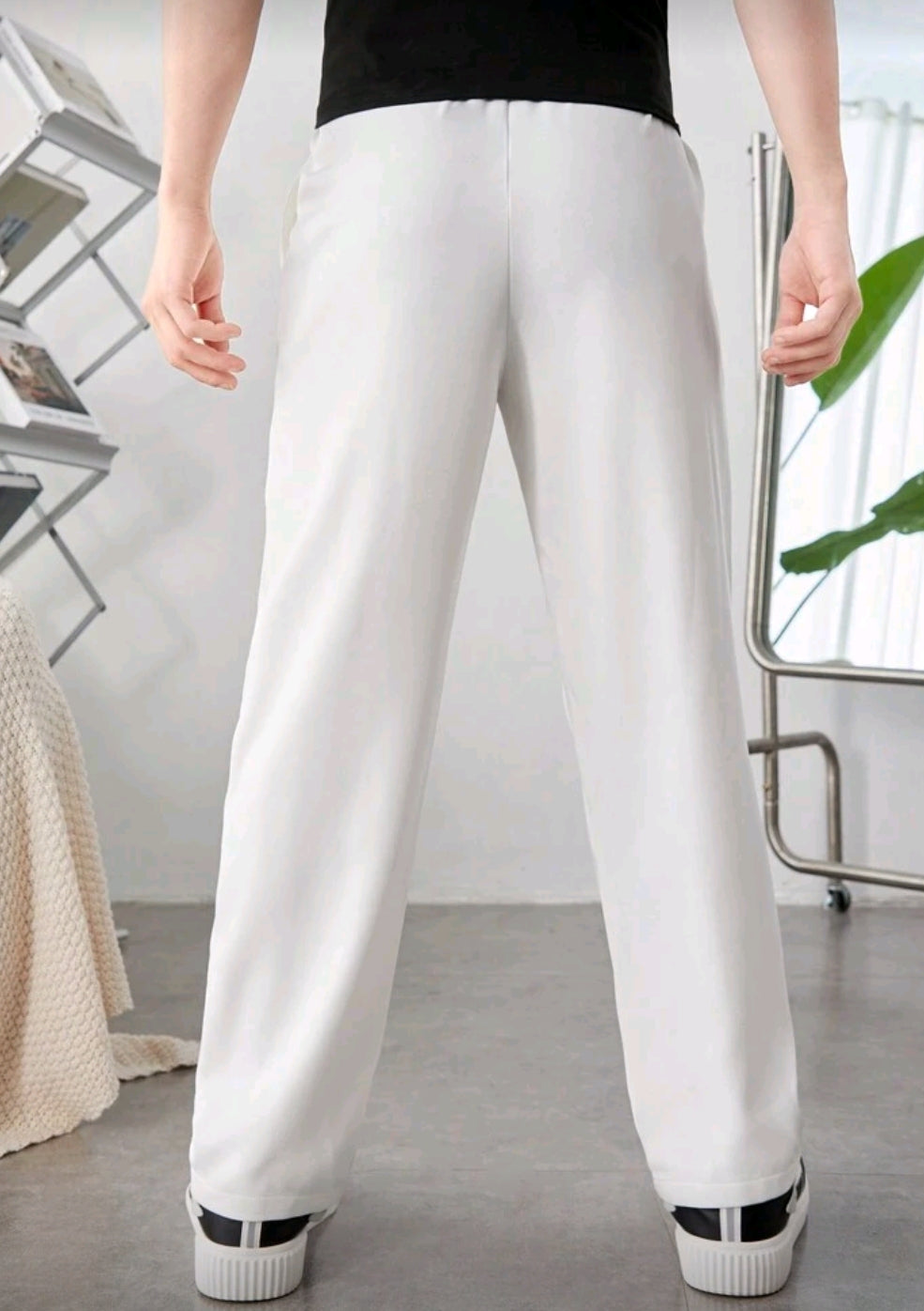 polyester Trousers in Off-white