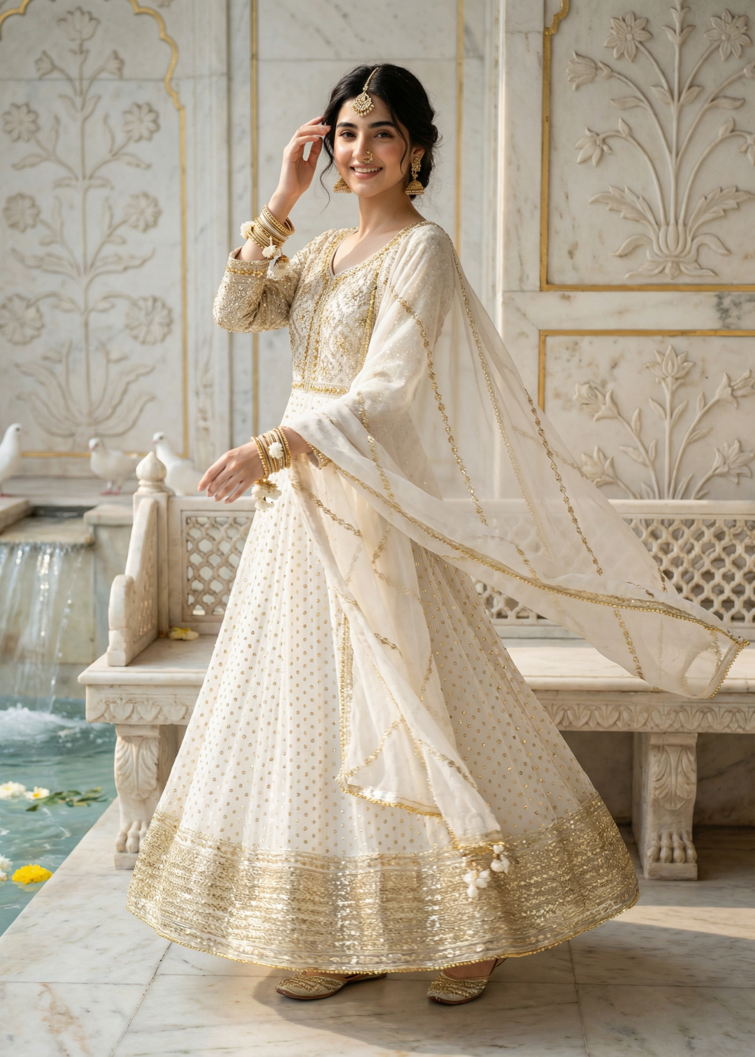 chiffon Maxi in Pearl white