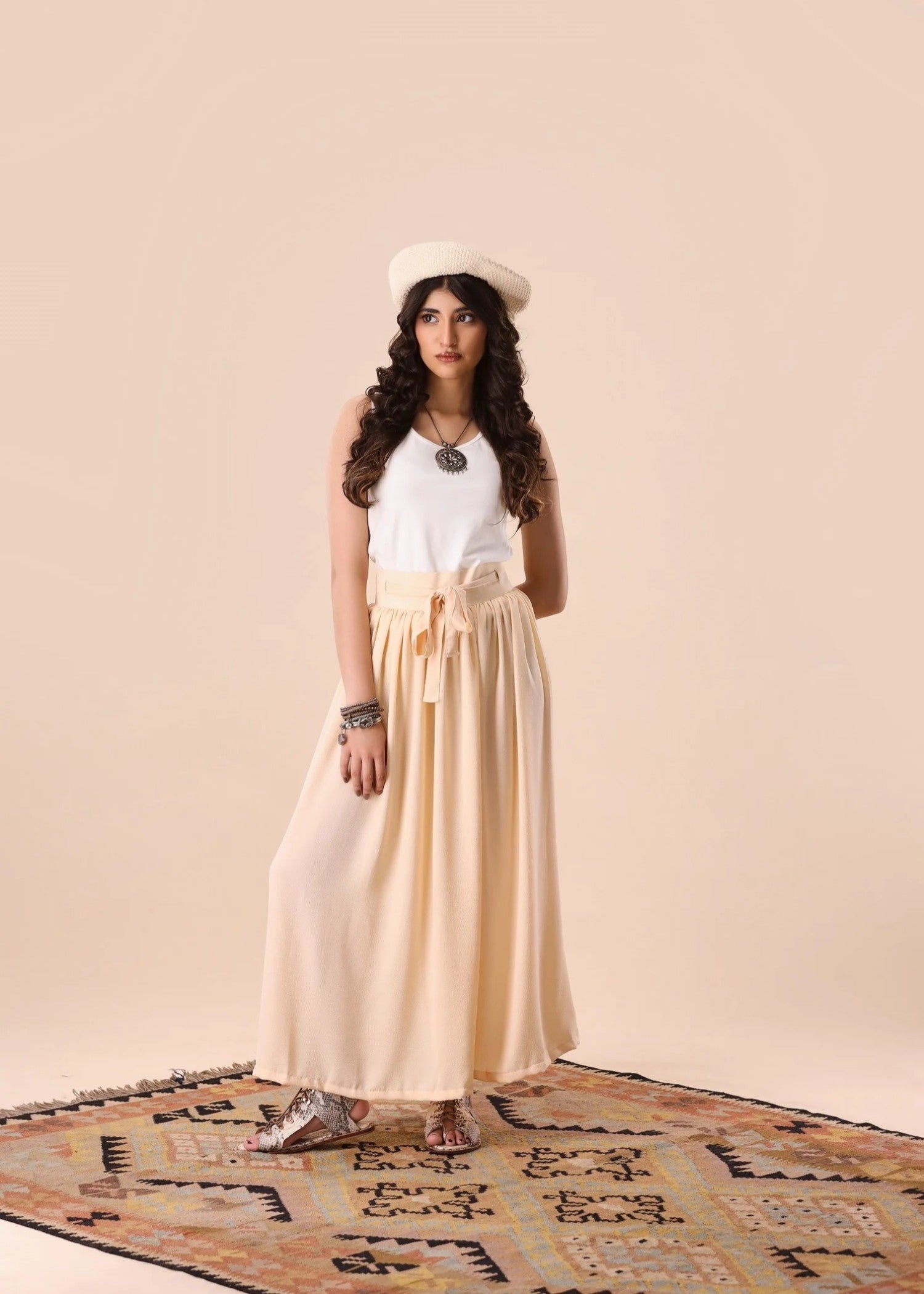 polyester Skirt in Beige