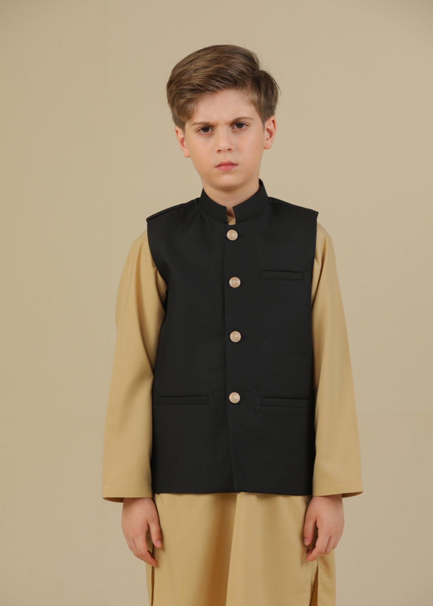 suiting Waistcoat in Sand brown, black