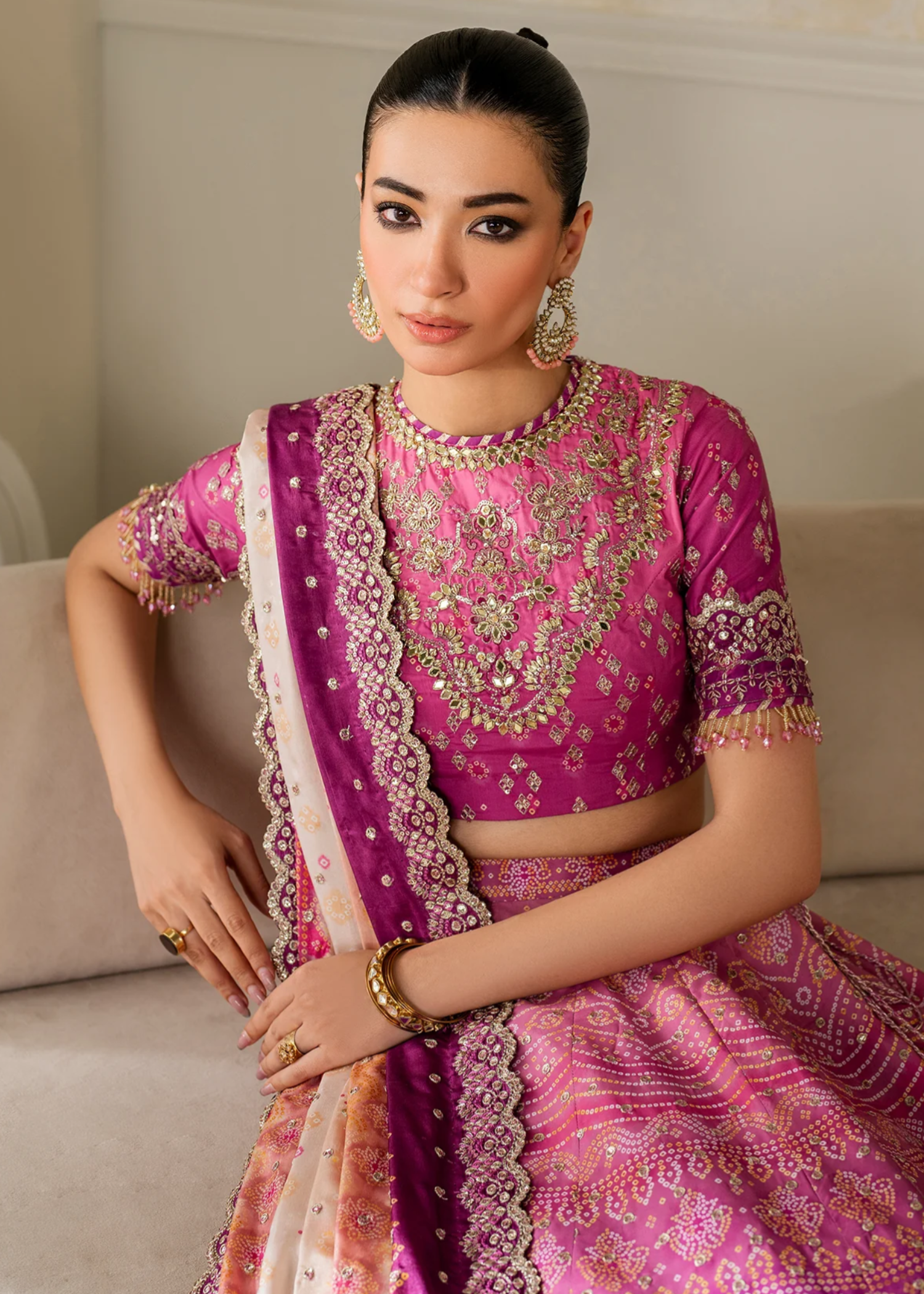 raw silk Unstitched in Fuchsia, blue violet