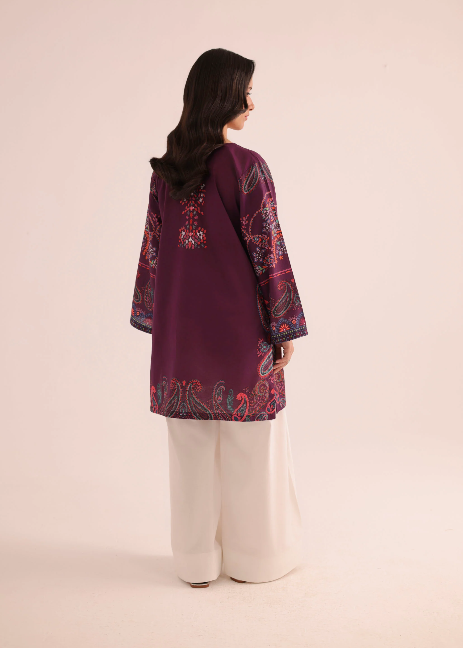 poly lawn Kurti in Purple