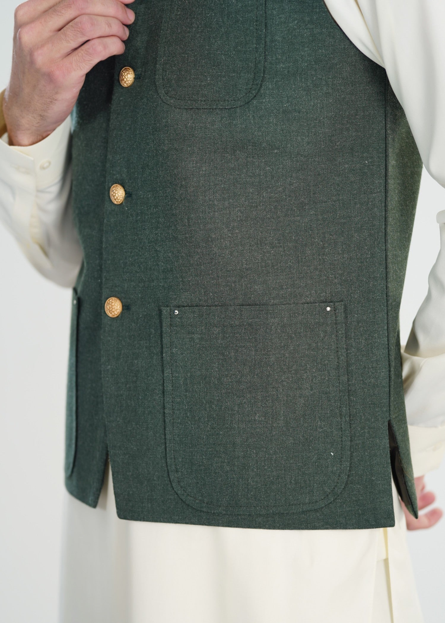 wool Waistcoat in Green