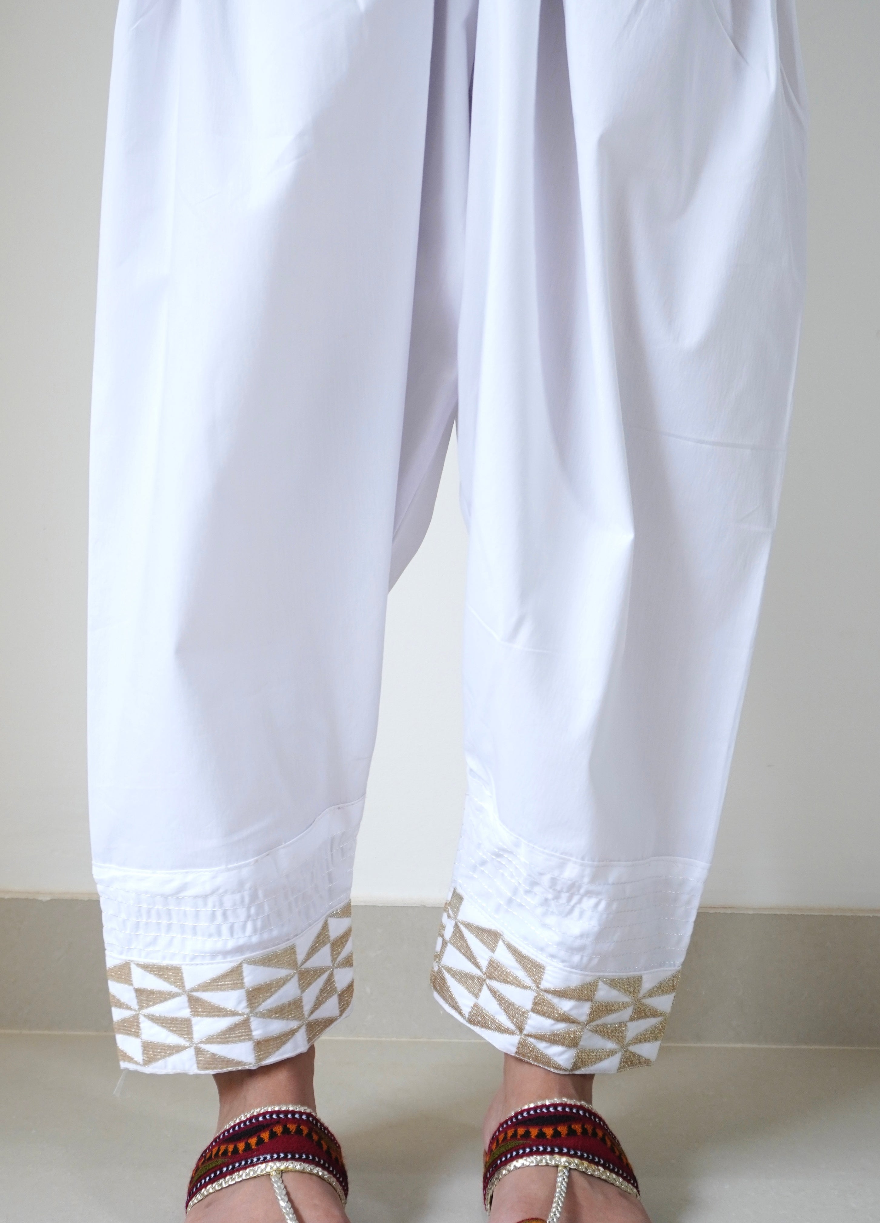 polycotton Shalwar in White