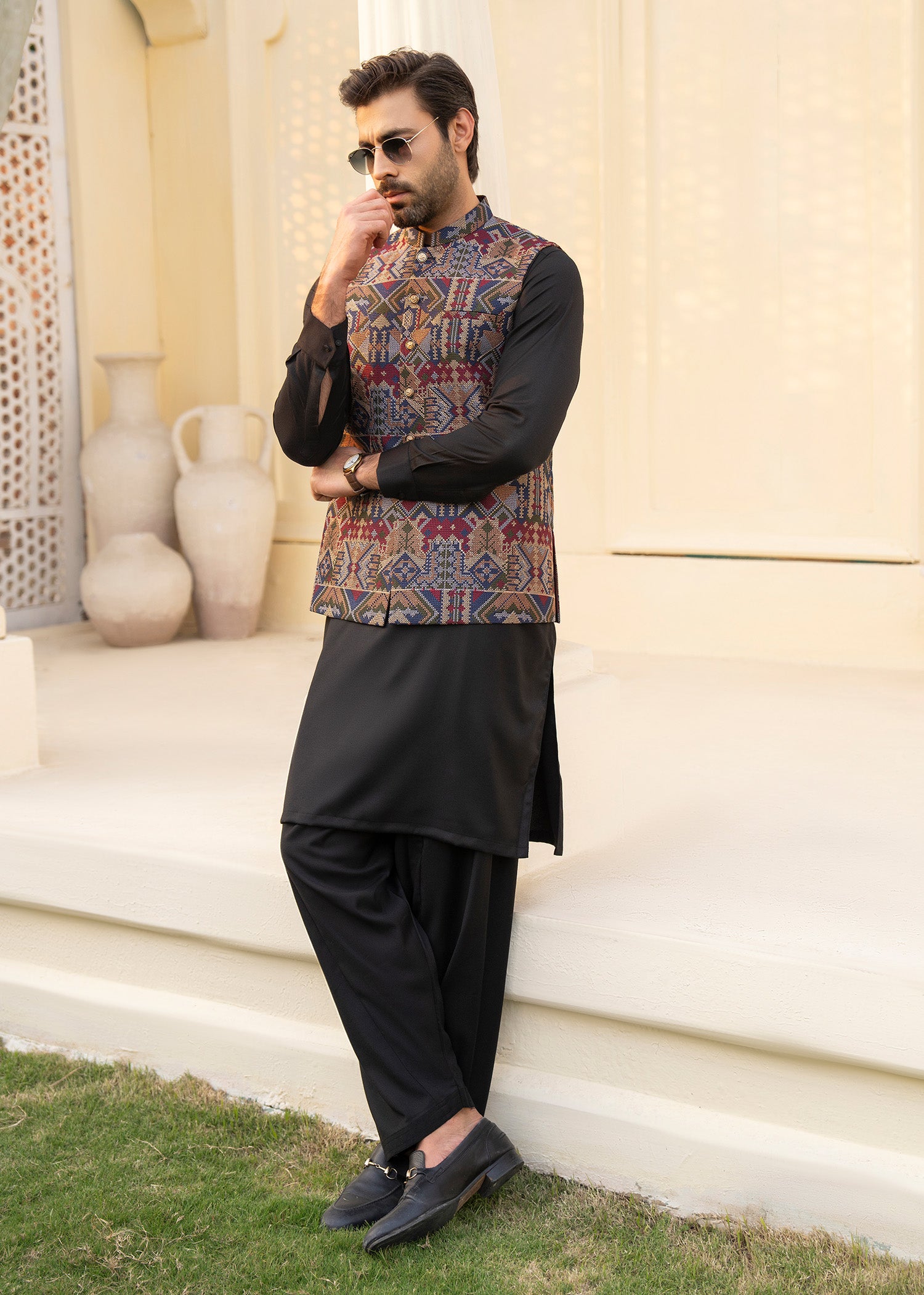 blended kattan silk Waistcoat in Multi