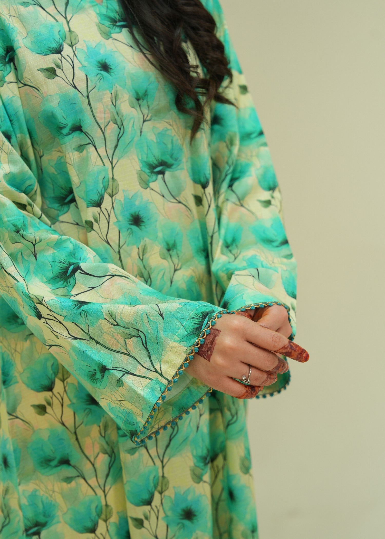 lawn Kaftan in Lime green