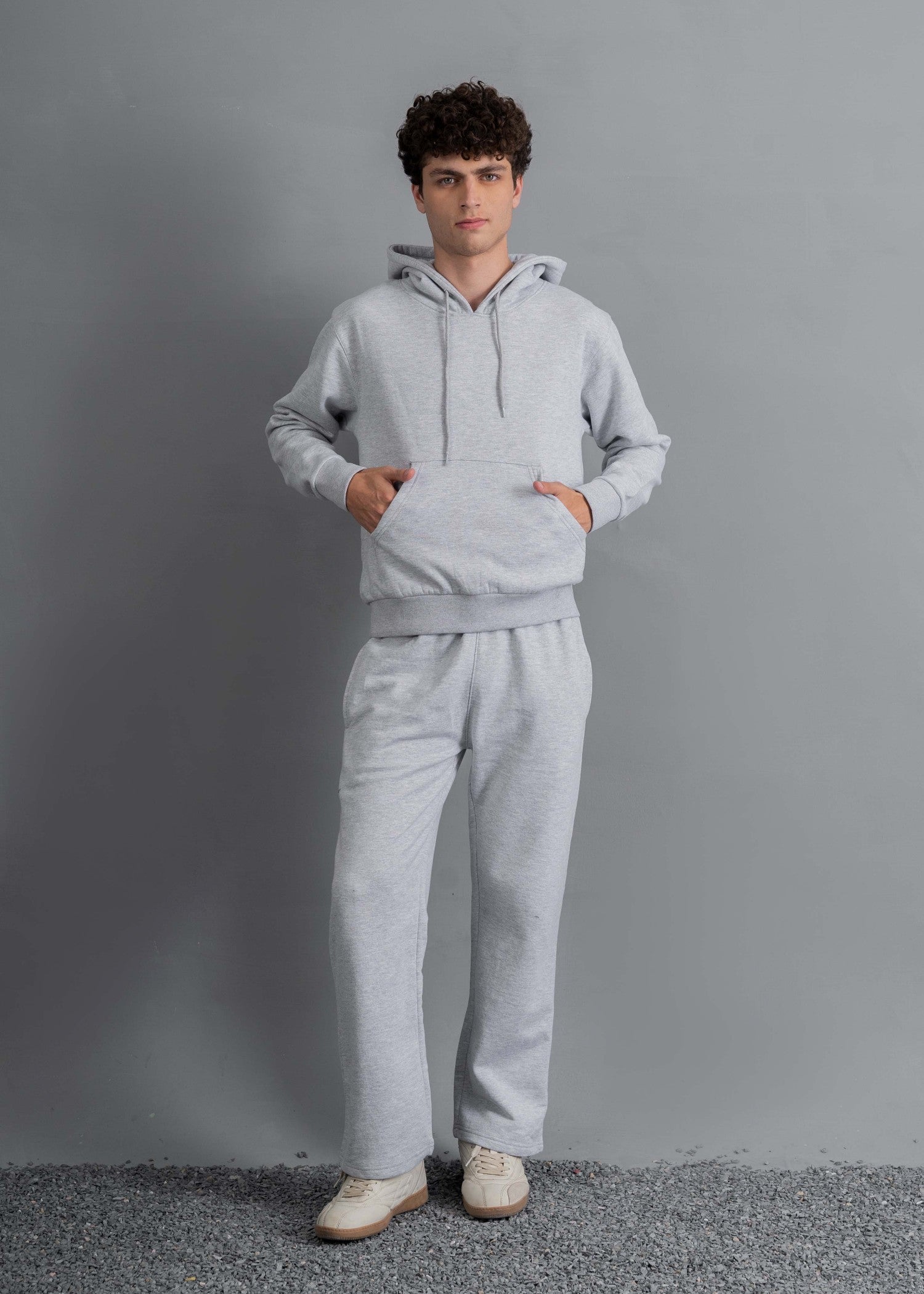 fleece Tracksuit in Ash grey, light blue