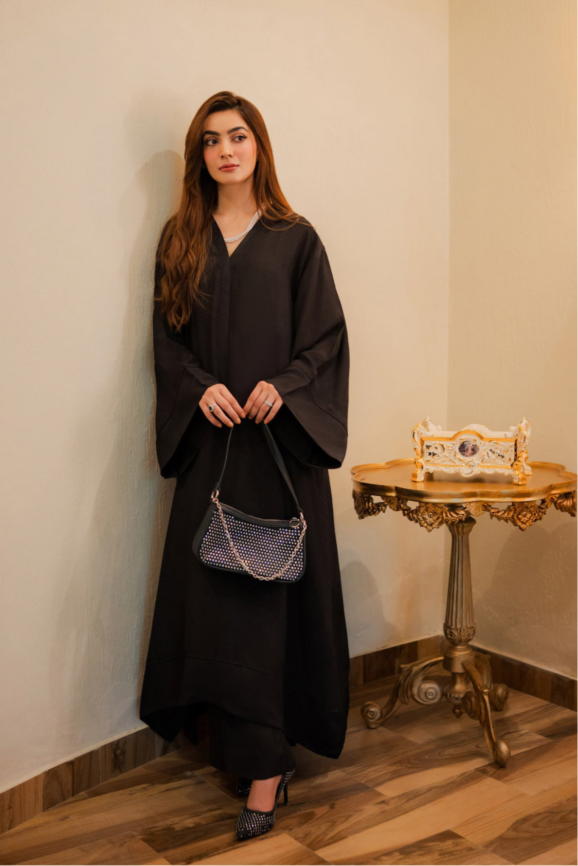 silk Pishwas in Black