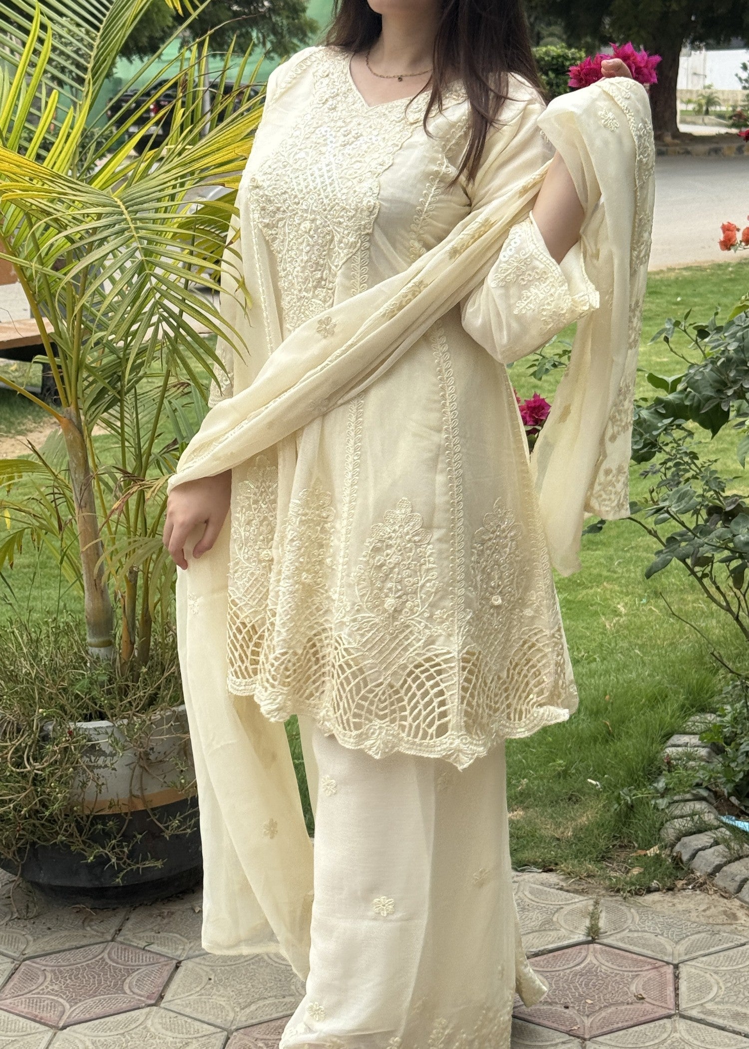 chiffon Short Frock in Buttercream