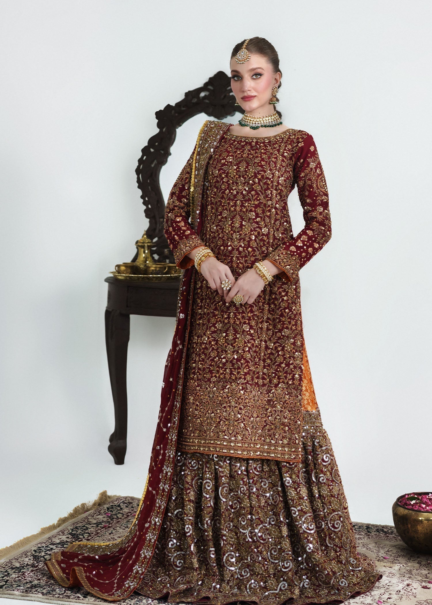 pk chiffon Lehenga in Red