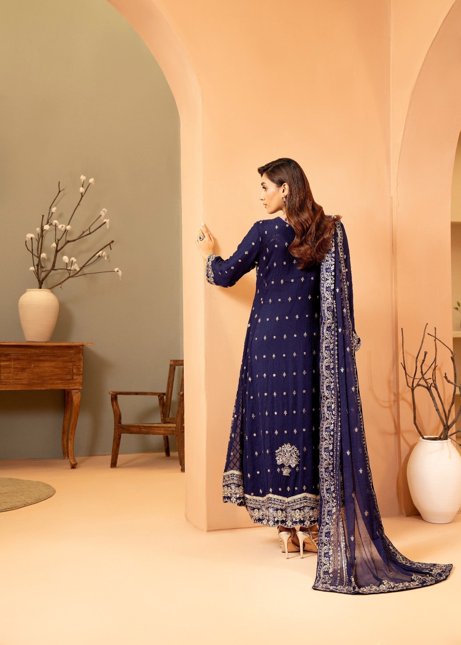 chiffon Maxi in Dark blue