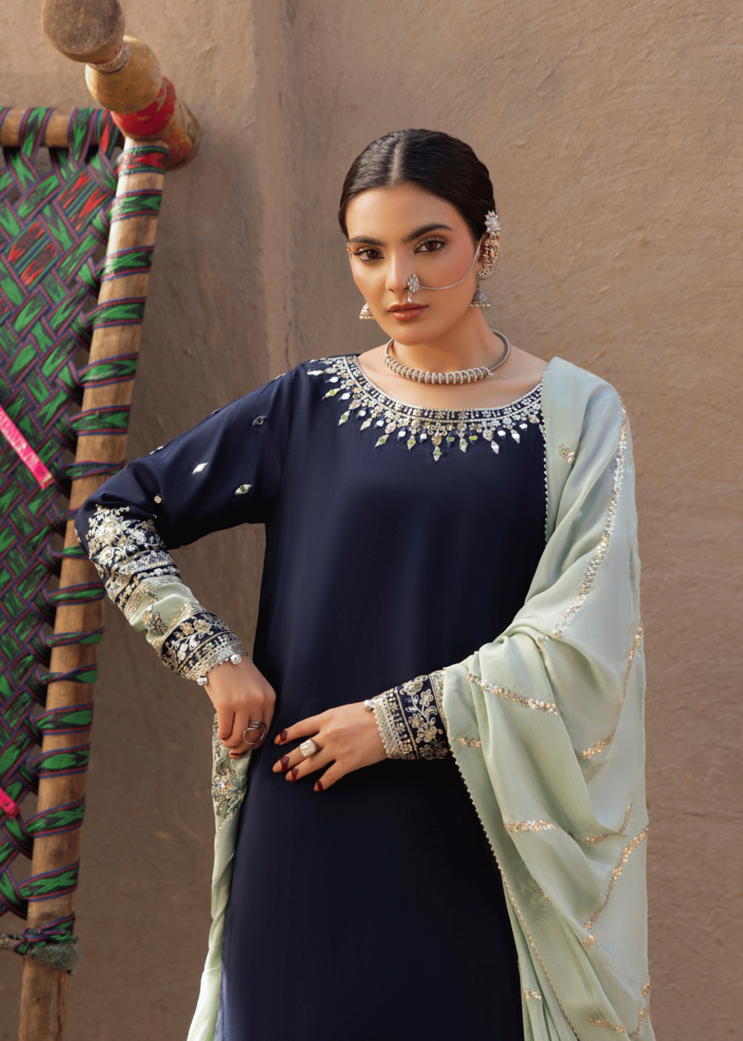 raw silk Sharara in Blue