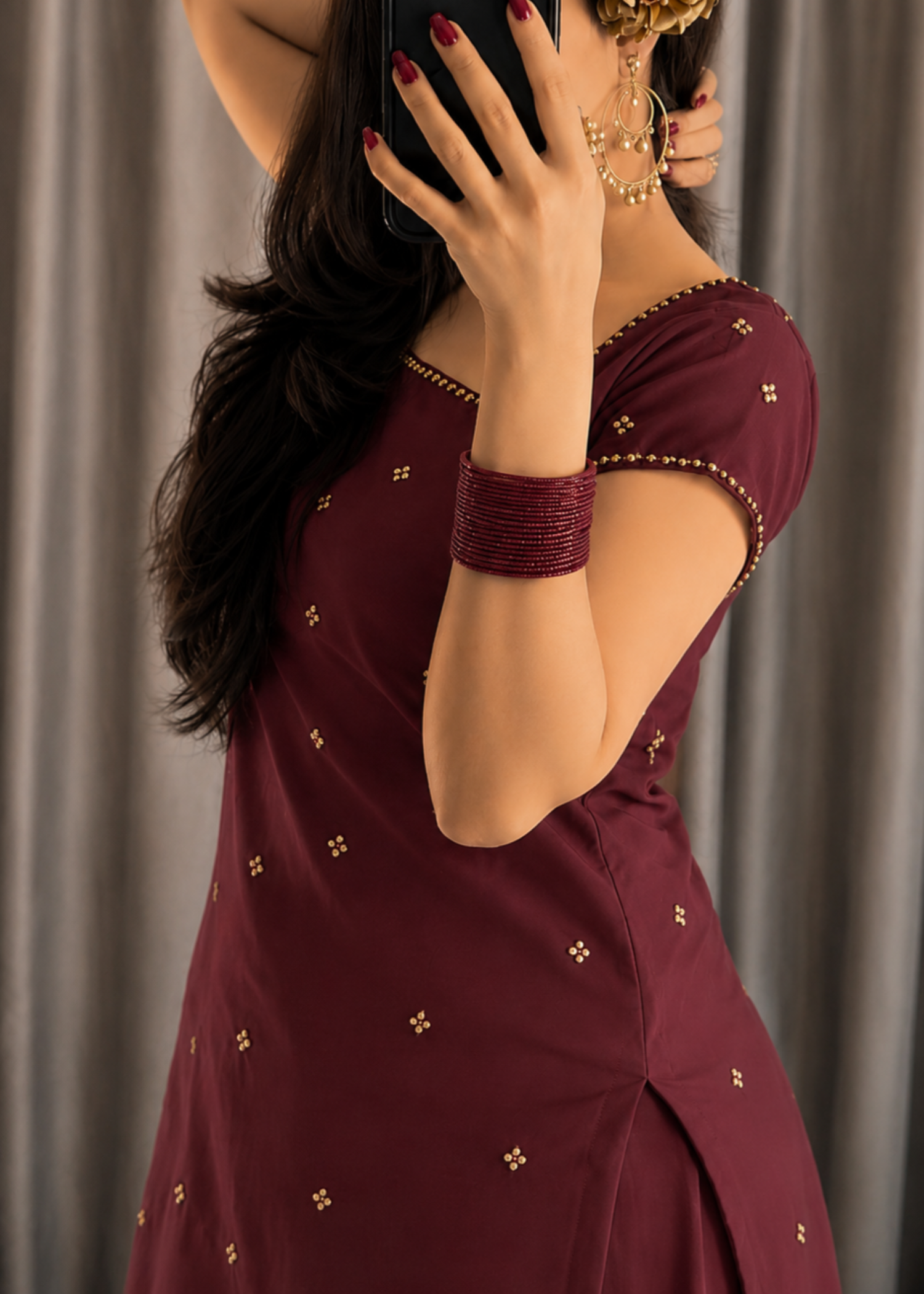 lawn Sharara in Ruby red