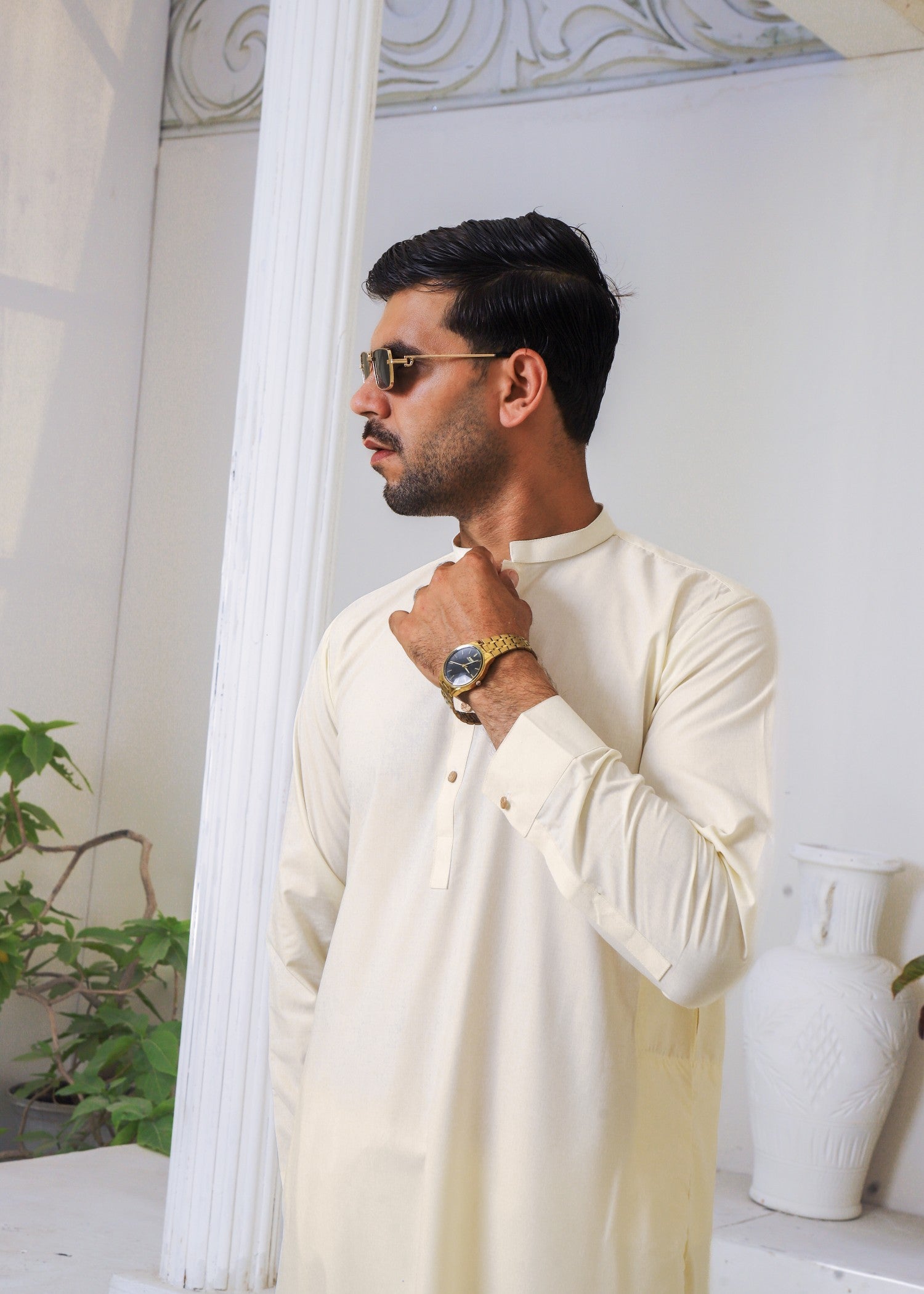 wash & wear Kurta Set in Pearl white