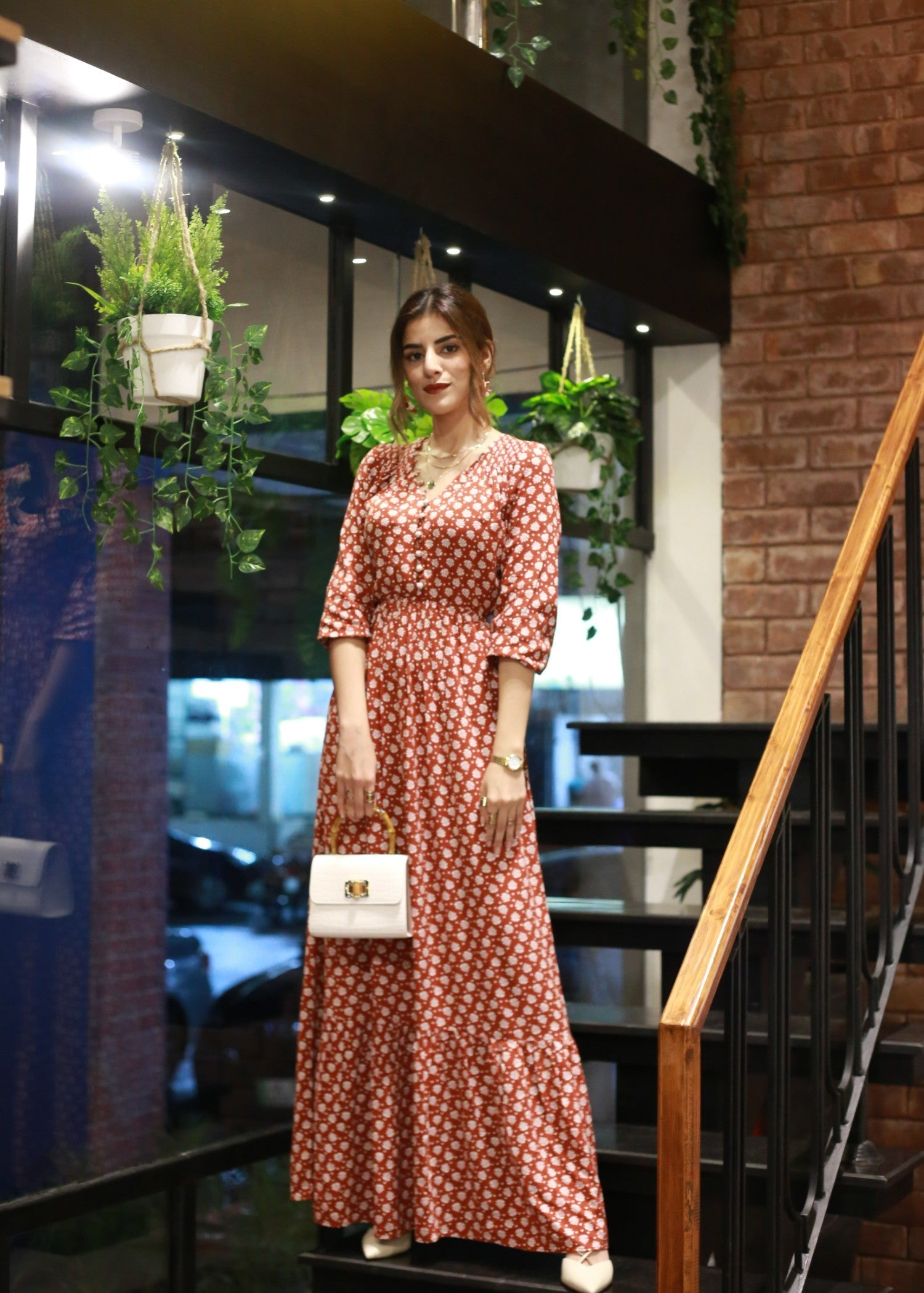 linen Maxi in Rust orange
