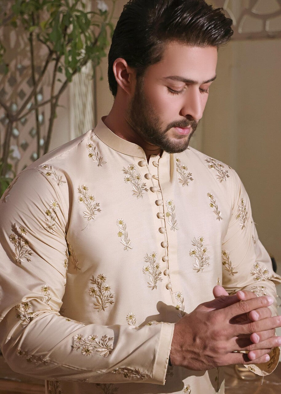 cotton silk Kurta in Beige