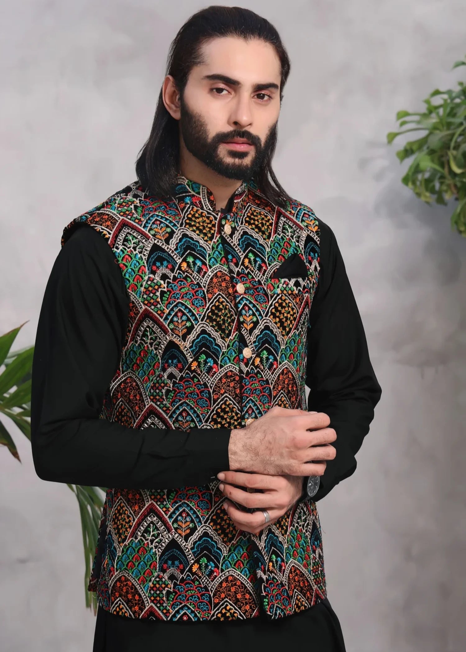 velvet Waistcoat in Multi