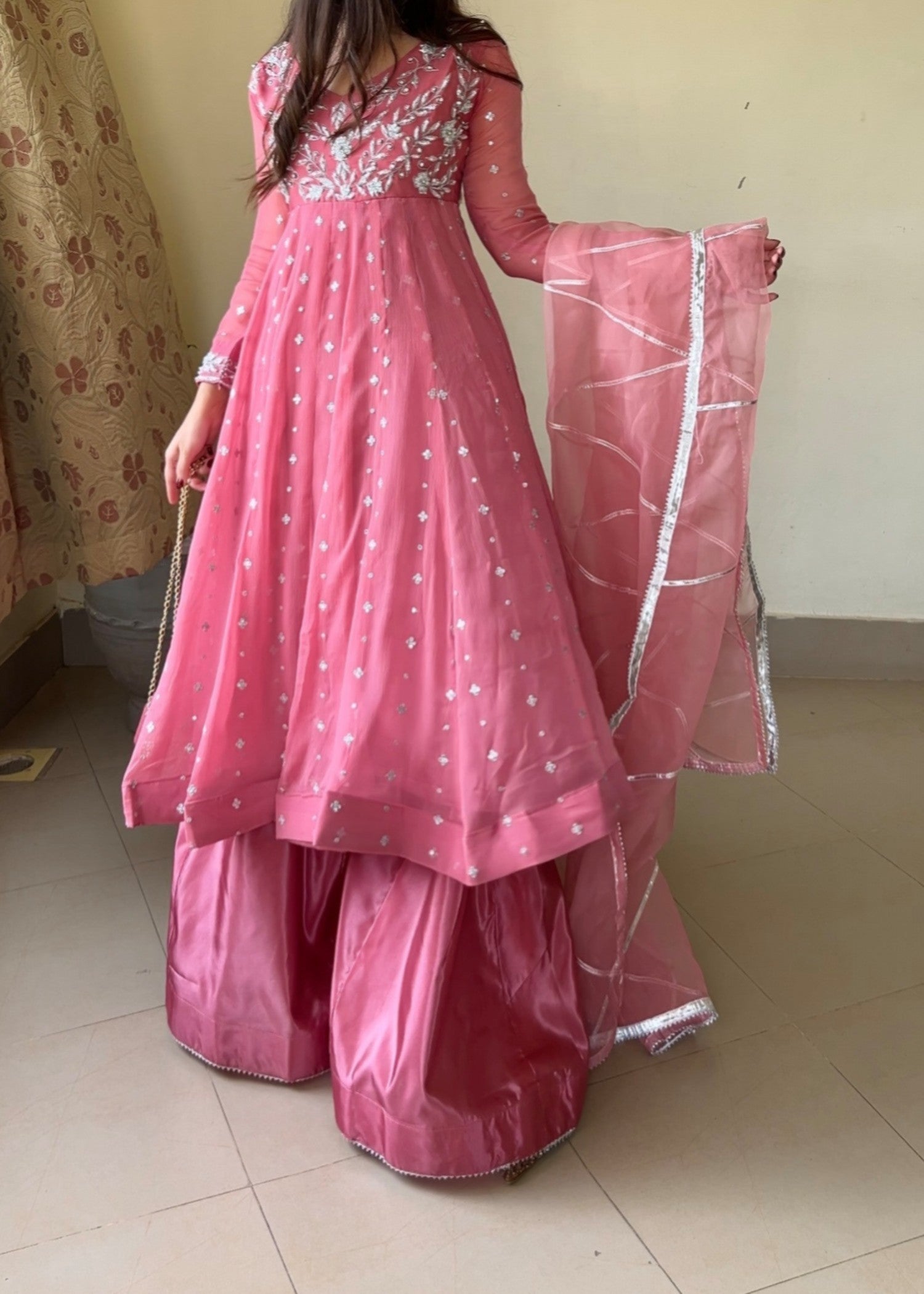 crinkle chiffon Maxi in Bubblegum pink