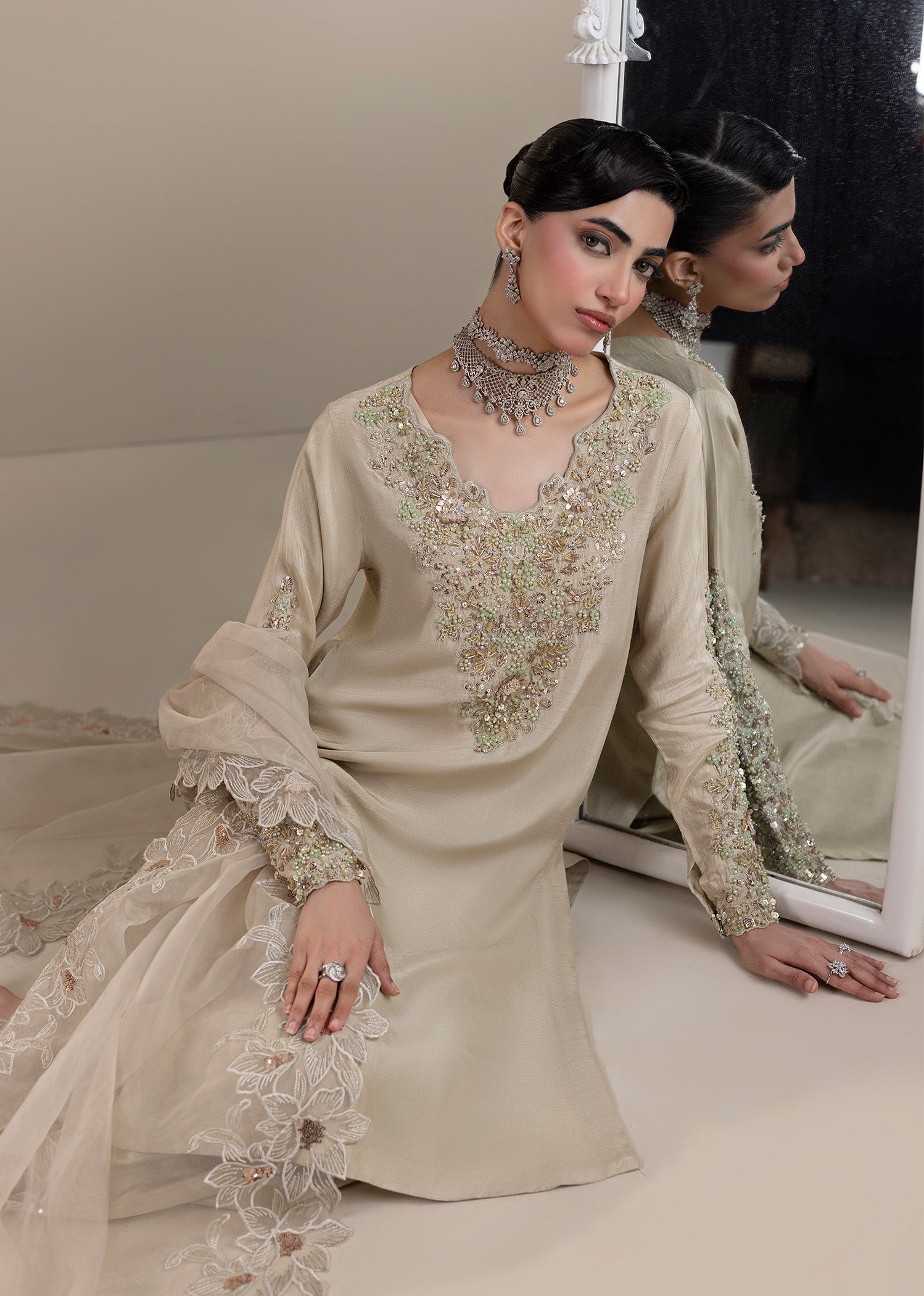 raw silk Kurta Set in Grey