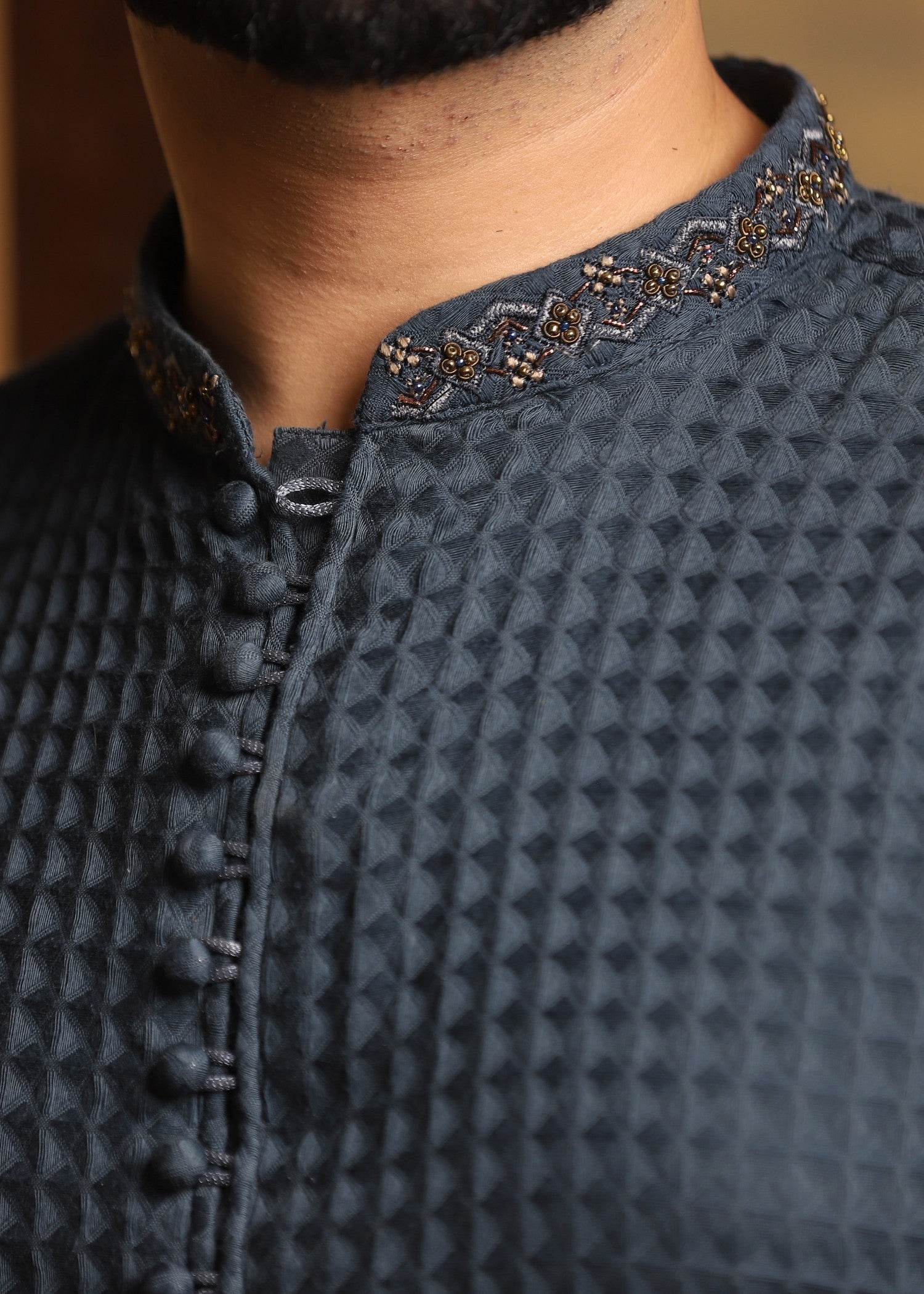 cotton dobby Kurta in Grey