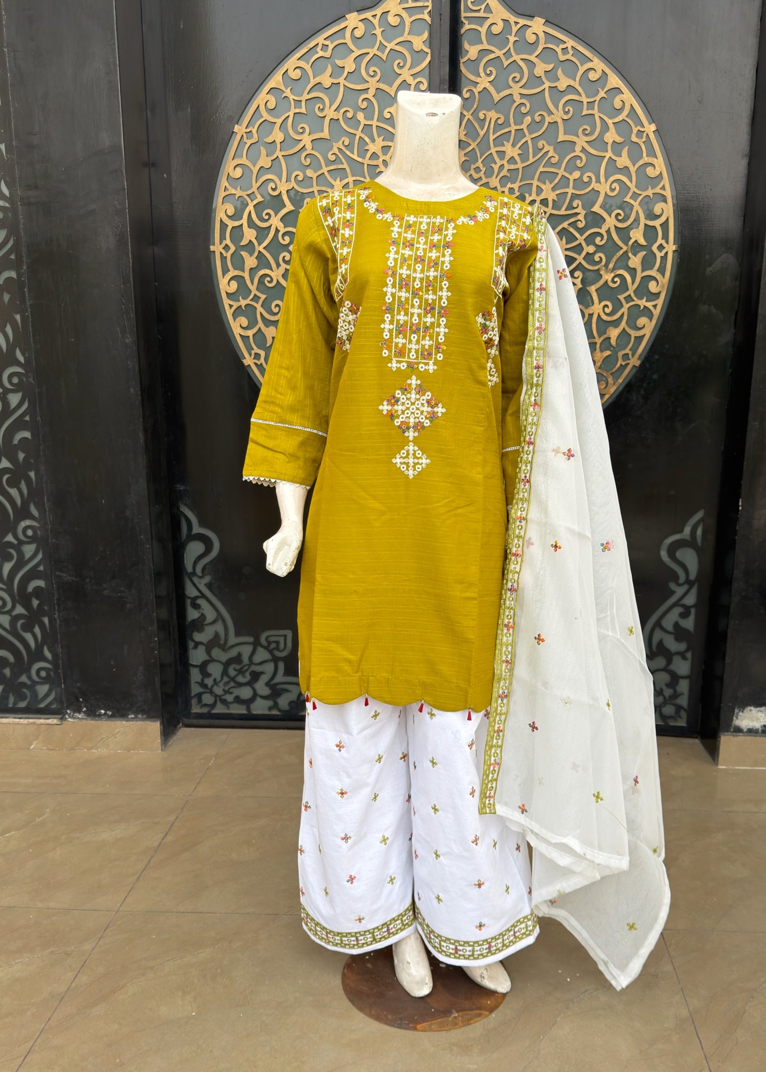 cotton Kurta Set in Mustard