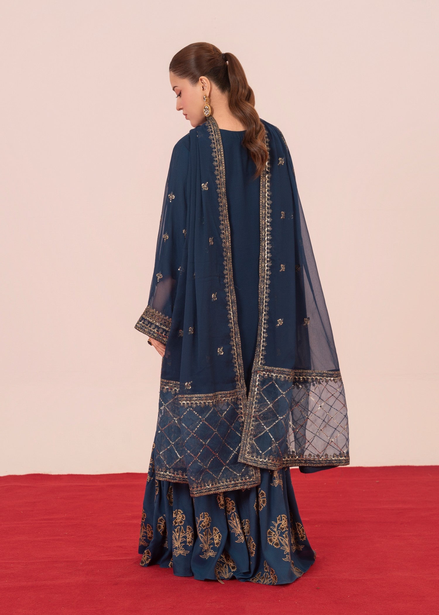 cotton silk banarasi Gharara in Sapphire blue