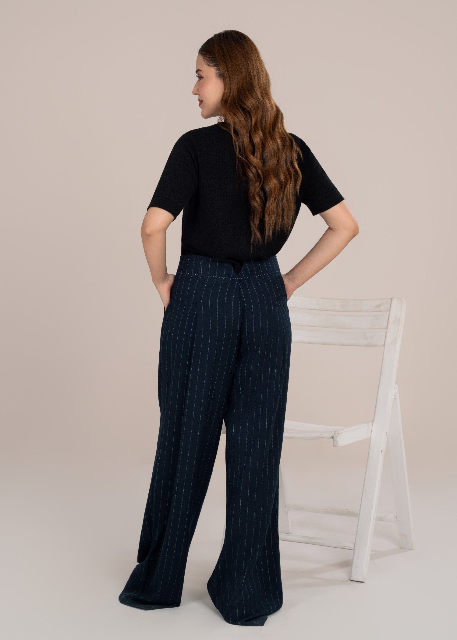 linen Trousers in Navy blue