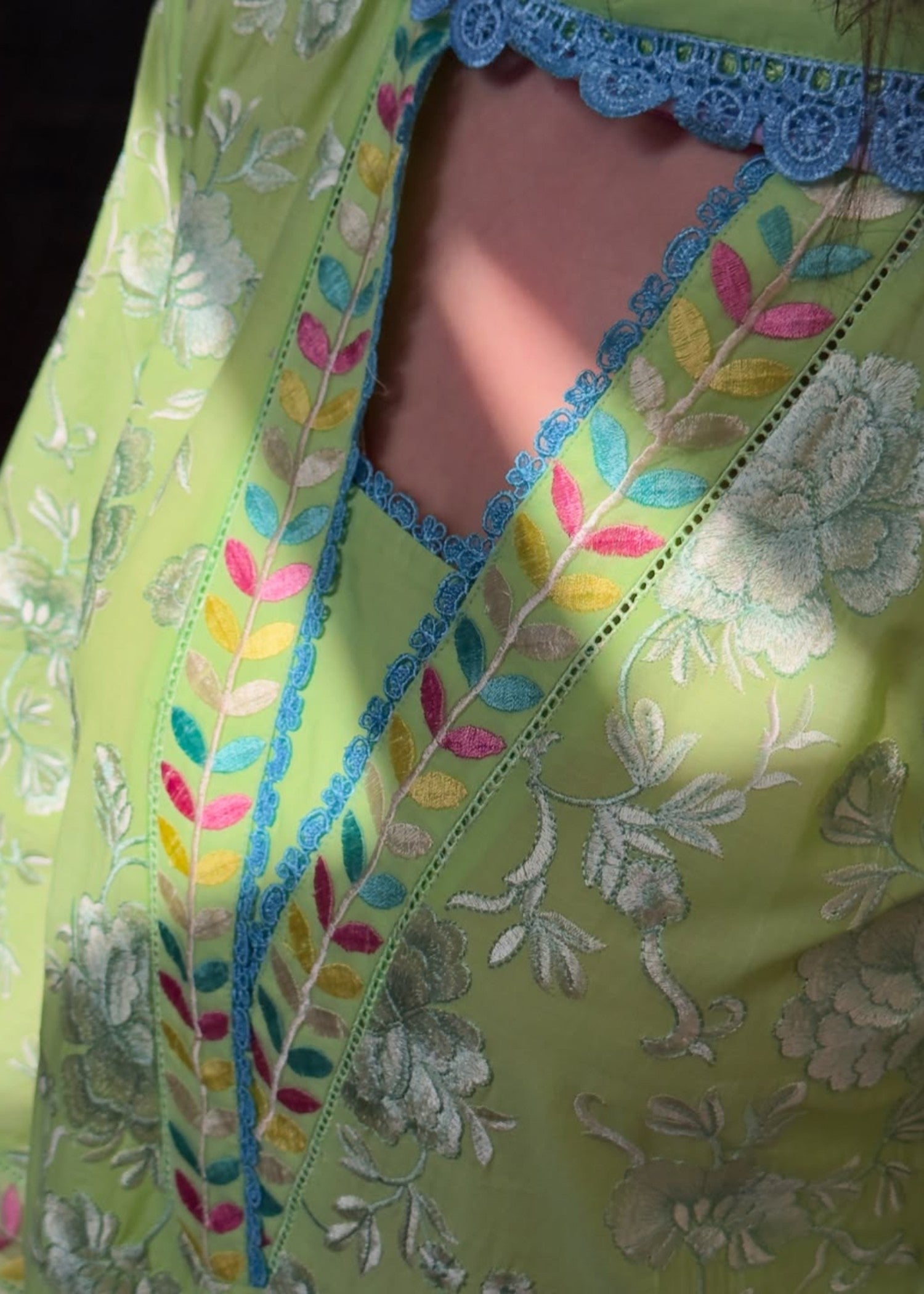 cotton Kurta Set in Bright green