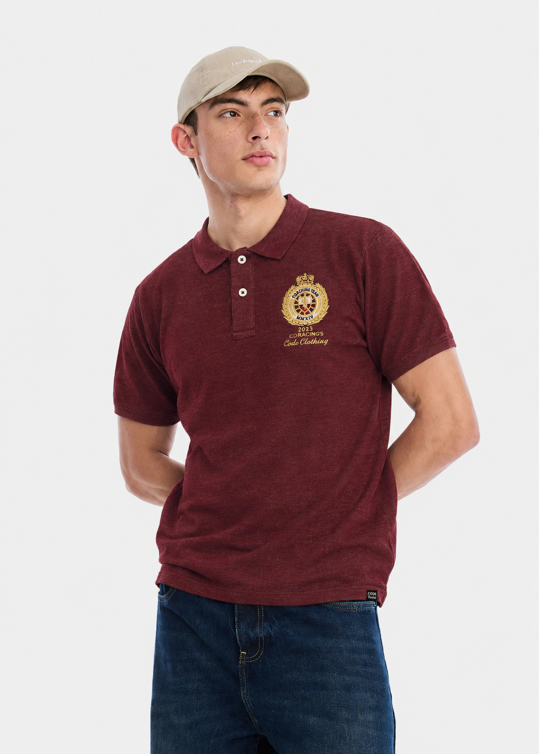 cotton pique Polo Shirt in Burgundy, maroon