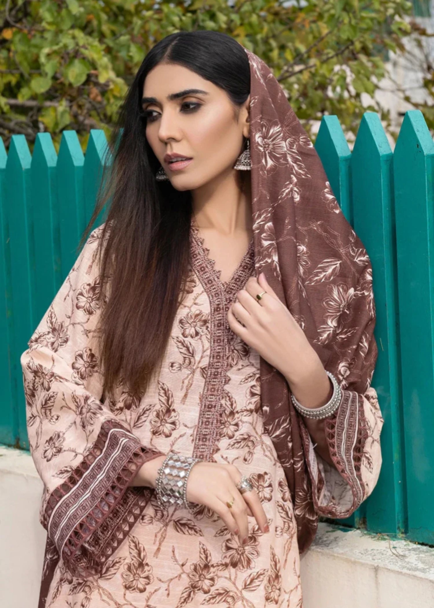 khaddar Unstitched in Camel brown