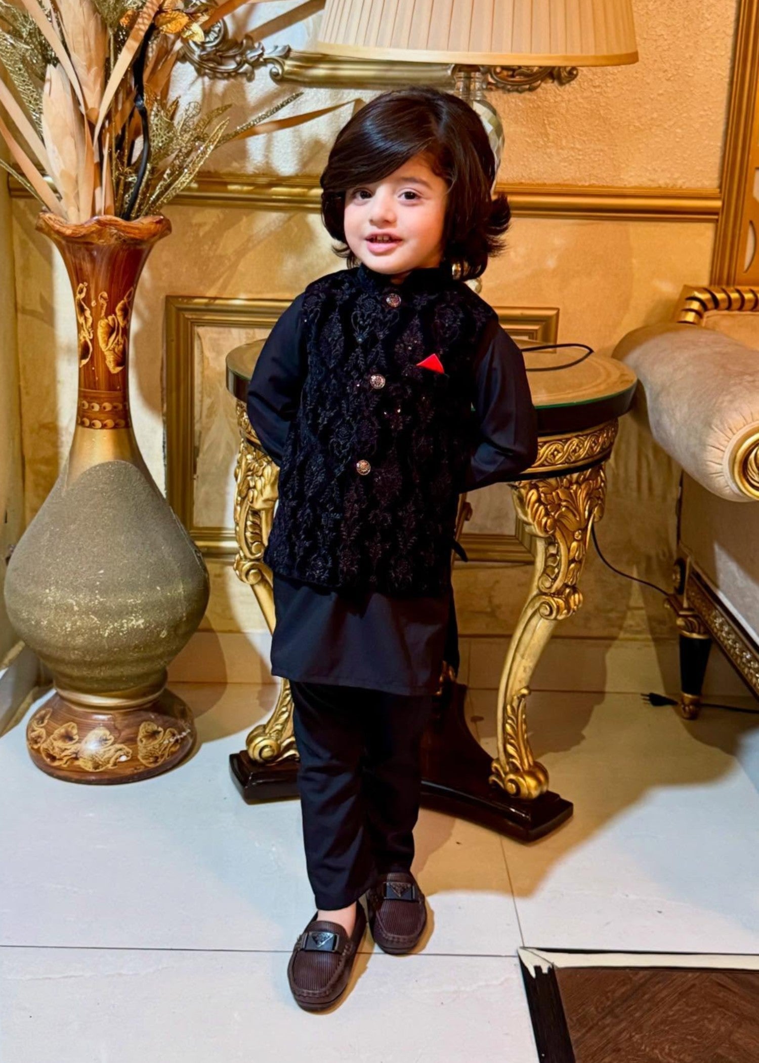 velvet Waistcoat in Black