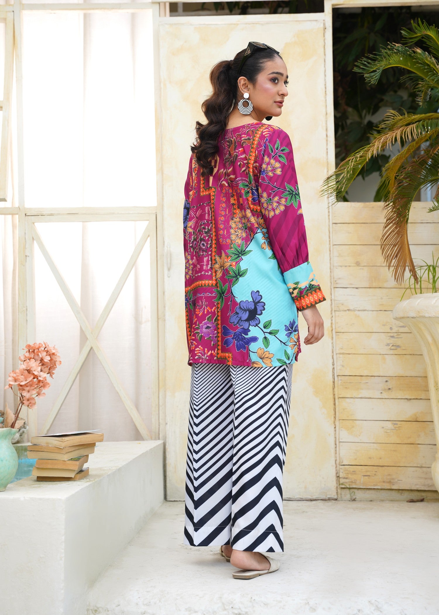 slub cambric Co Ord Sets in Claret, black