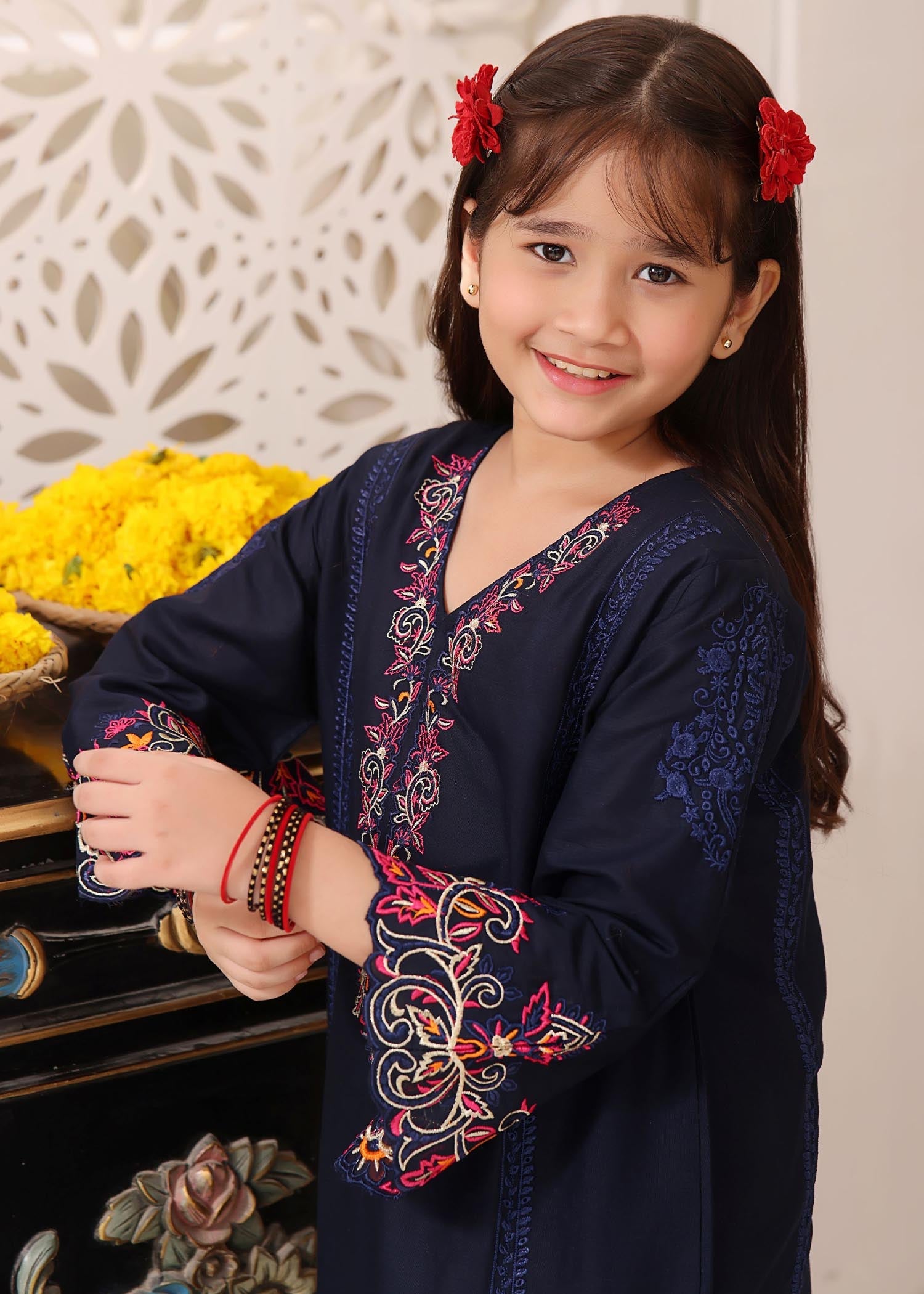 cotton Kurta Set in Dark blue