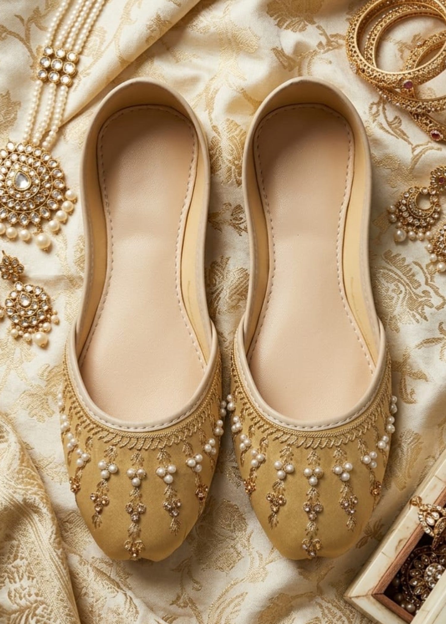 Khussa in Beige by - High Quality Women Khussa EGV9427