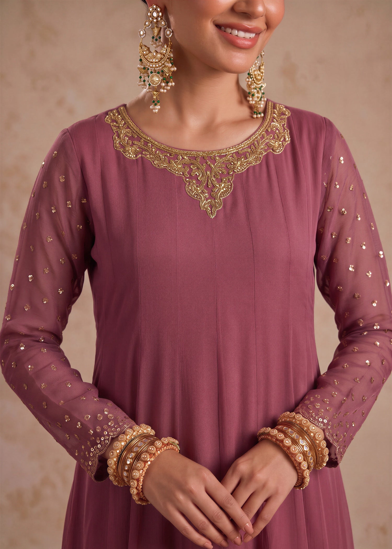 chiffon Pishwas in Zinnia pink