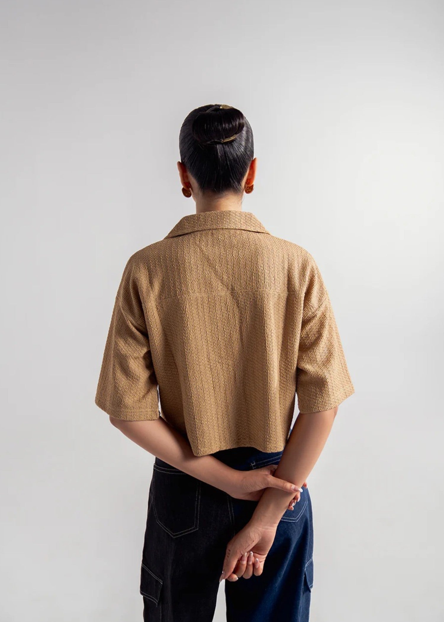 textured lawn Top in Beige