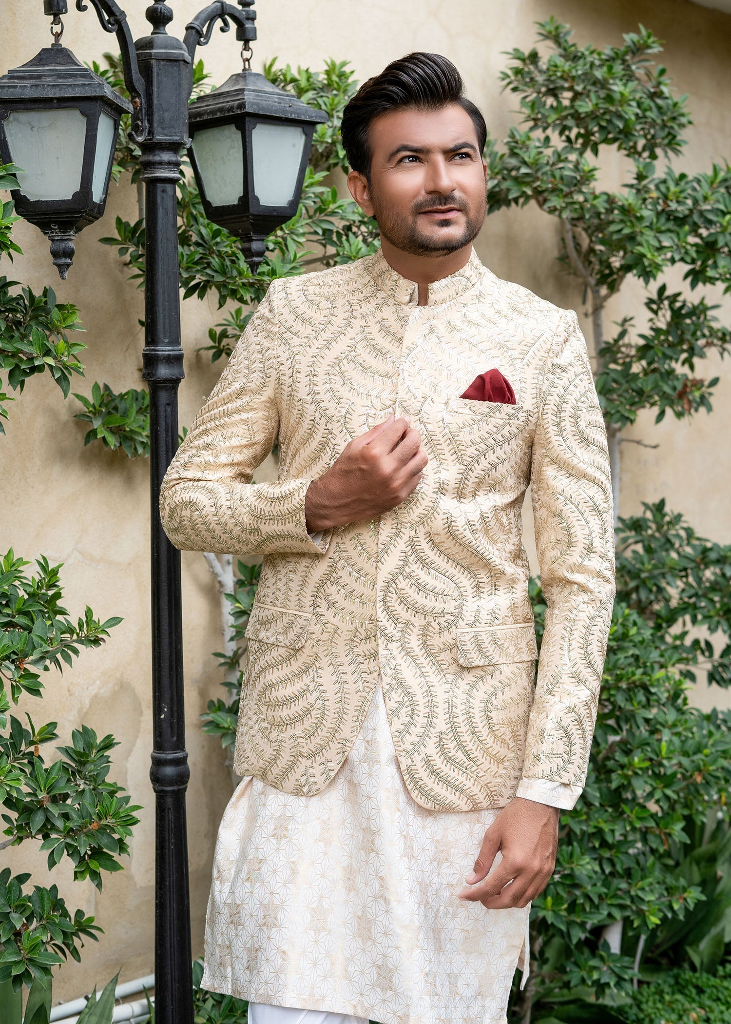 raw silk Prince Coat in Ivory